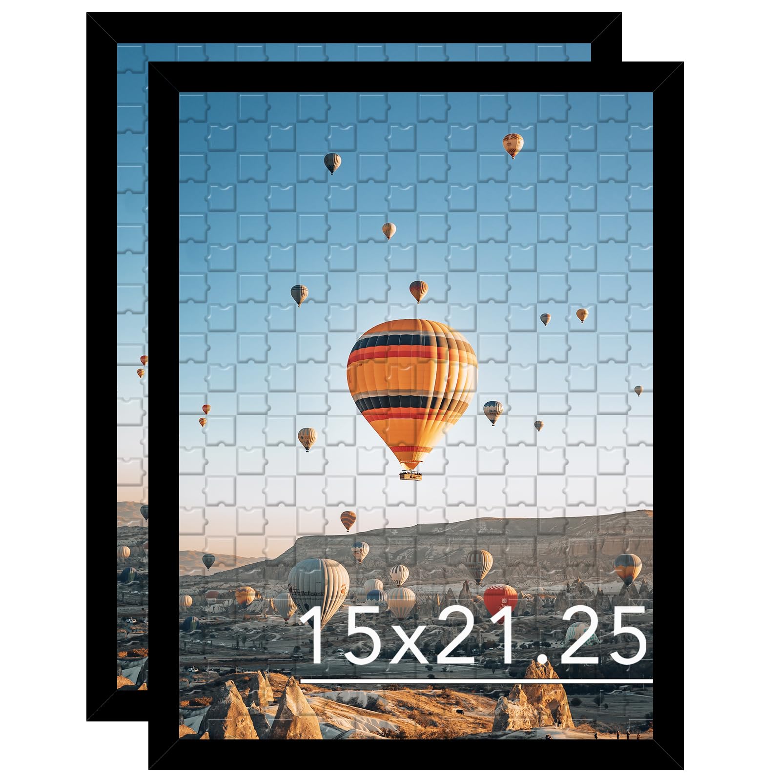 JCJMY 15x21.25 Puzzles Frame Set of 2 Black, Wall Hanging 15 x 21.25 Picture Frame for 15 by 21.25 Poster Photo Canvas Picture P