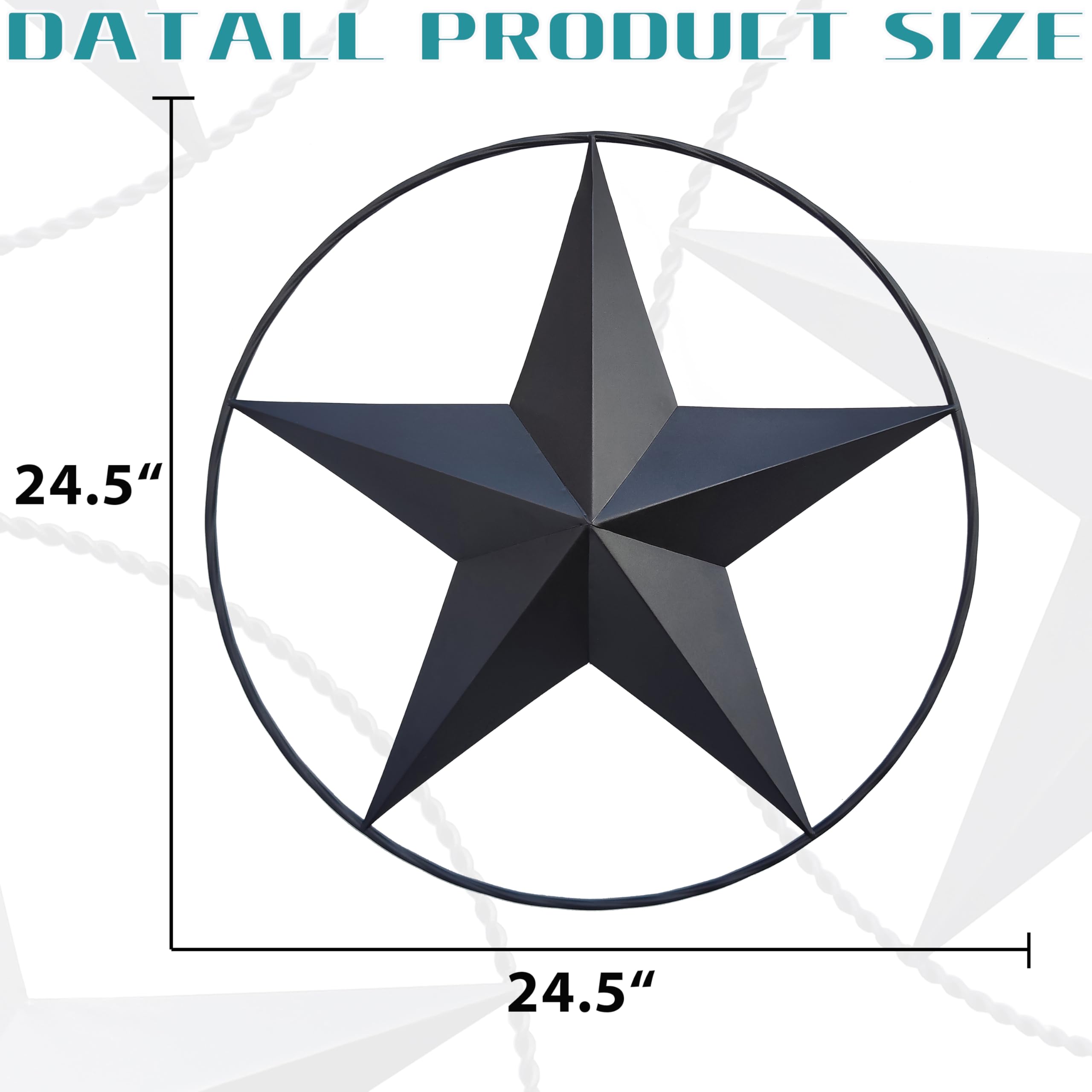 VIVICOMFY 24.5 Black Large Barn Star Wall Decor-Americana Exterior House Decor-Metal Star for Outside Texas Stars Art Rustic Vin