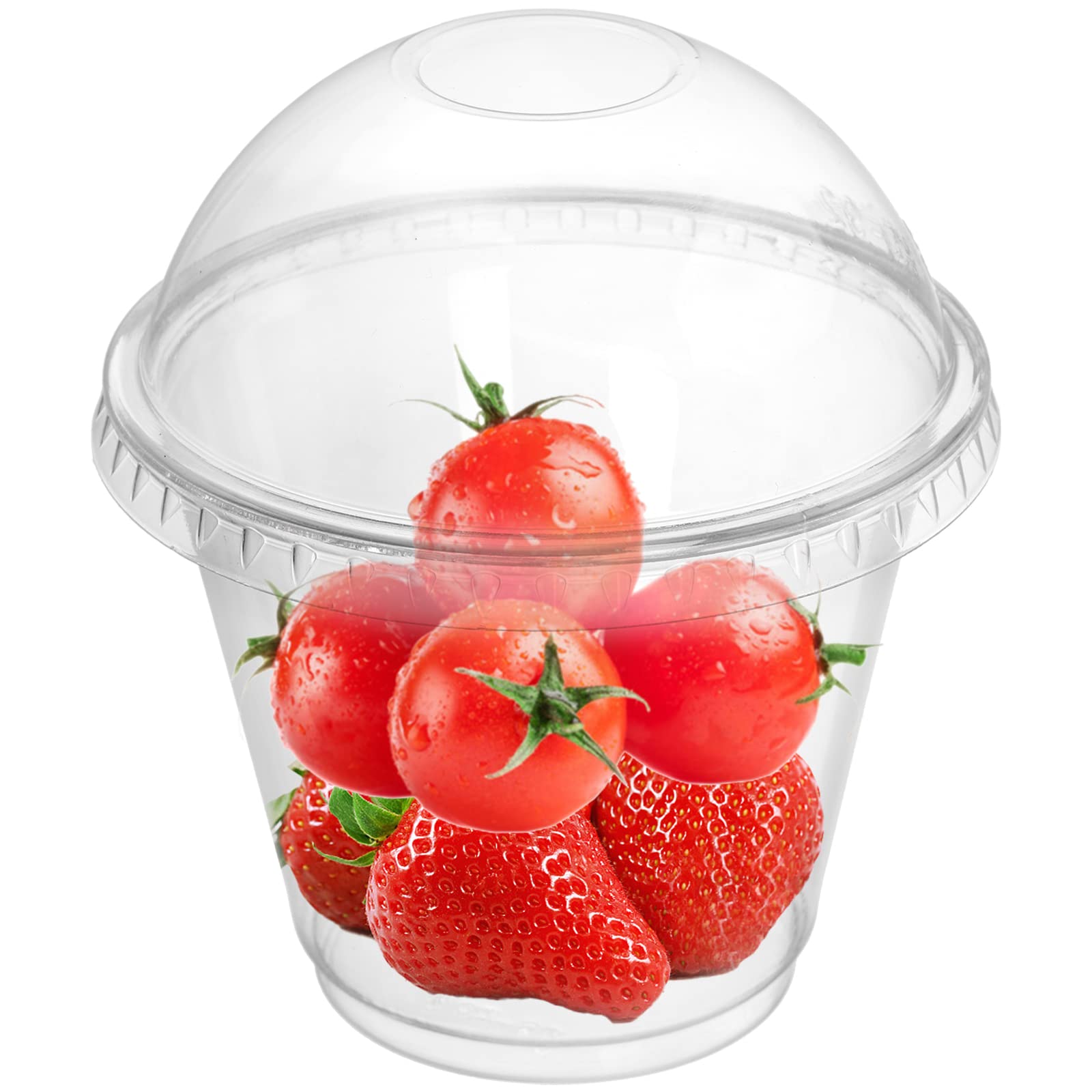 Coloch 100 Pack 9 Oz Clear Plastic Dessert Cup With Dome Lid And Spoon, Disposable Pet Crystal Parfait Cup Take-Out Liquid Conta