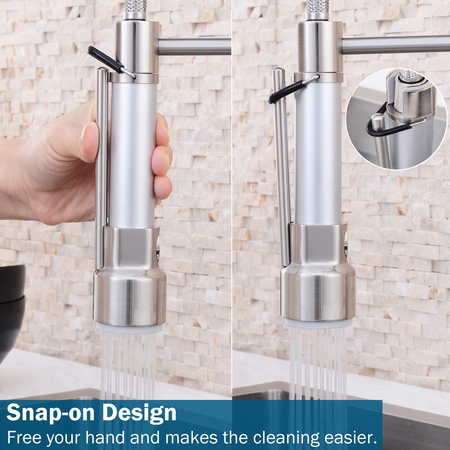 Djs Kitchen Faucet With Pull Down Sprayer, Faucet For Kitchen Sink, High Arch Stainless Steel Single Handle Spring Kitchen Fauce