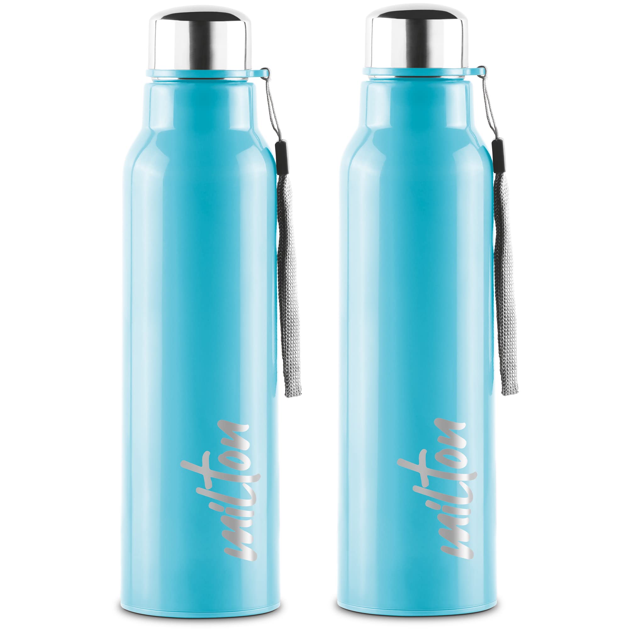 Milton Steel Fit 900 Insulated Stainless Steel Water Bottle, Set Of 2, 630 Ml Each, Light Blue | Easy Grip | Leak Proof | Hot Or