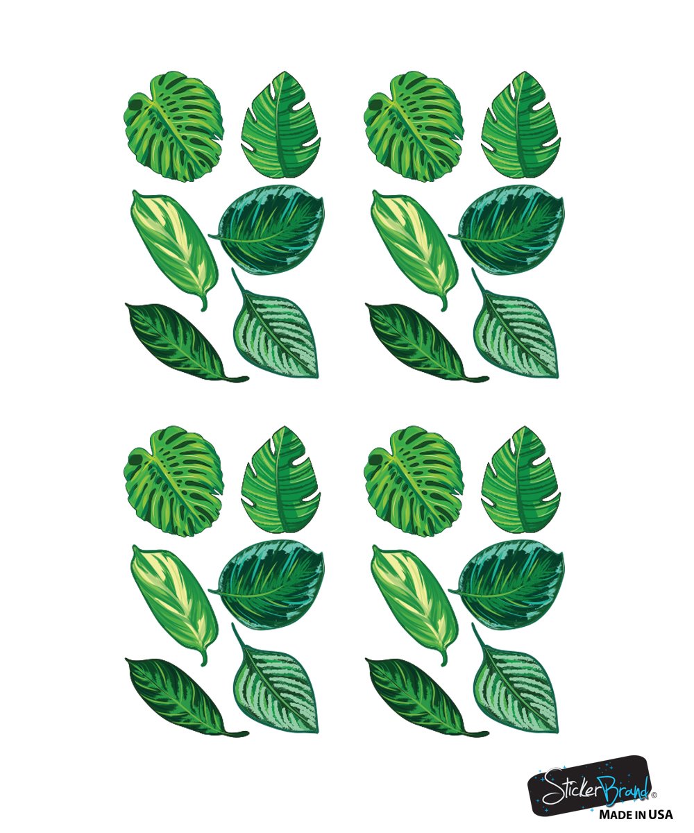 Set Of 24 Tropical Plant Leaves Wall Decal, Hawaiian Party Beach Theme Decor. Great For Birthdays, Prom, Wedding Events #6094S