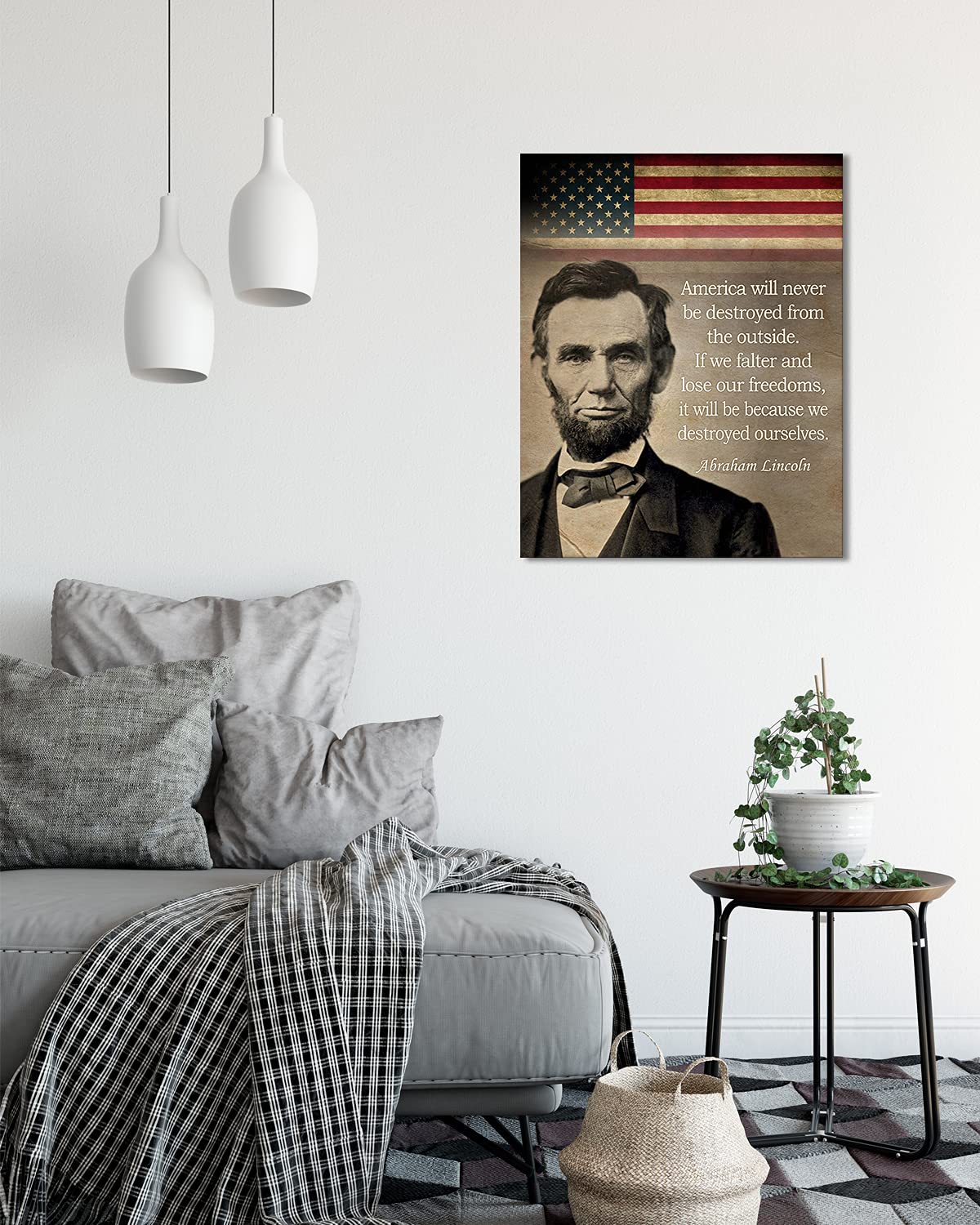 Govivo Abraham Lincoln Historic Quote - American Patriotic President Wall Decor Art Print - Unframed Artwork Printed On Canvas