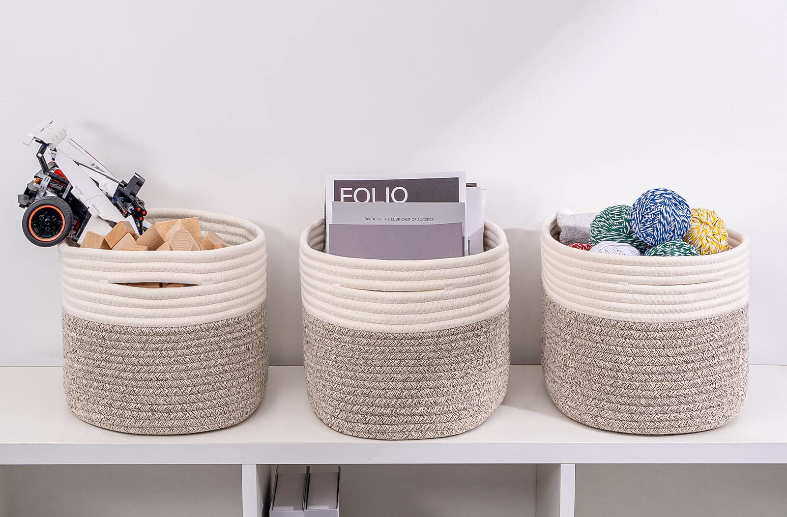CubesLand Woven Basket for Shelves Clothes Closet Storage Baskets for Organizing Sturdy Toy Storage Organizer Baskets Bins for Kids  Nursery Small Basket Cat Dog Toys Basket Chest Box Gift Basket