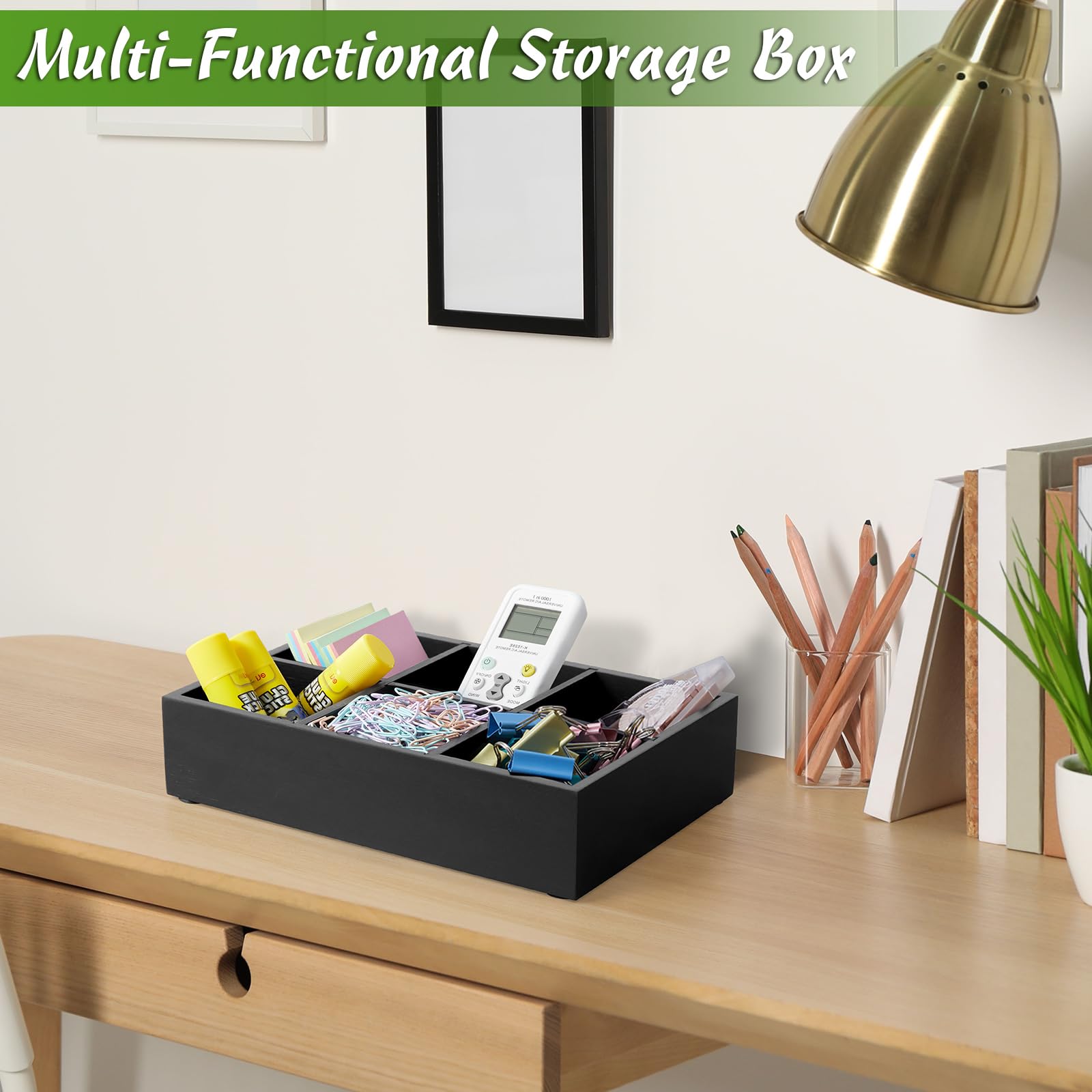 Drastar Tea Bag Organizer, Tea Bag Drawer Organizer, Wooden Tea Bag Holder, Tea Chest With 6 Compartments, Tea Organizer Storage