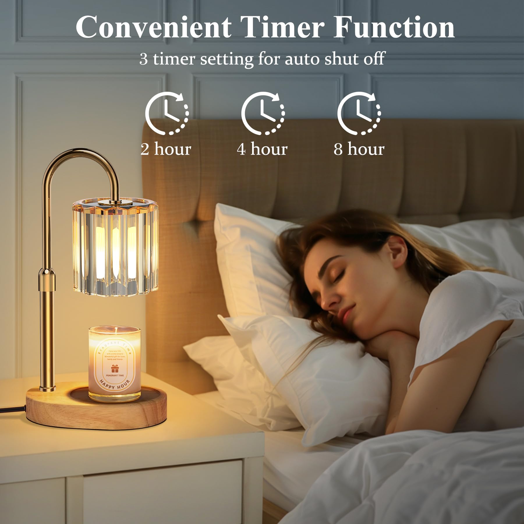 Lukasa Candle Warmer Lamp, Dimmable Candle Warmer, Timer, Bedroom Living Room Home Decor Wax Melting Warmer for Jar Candles, Bla