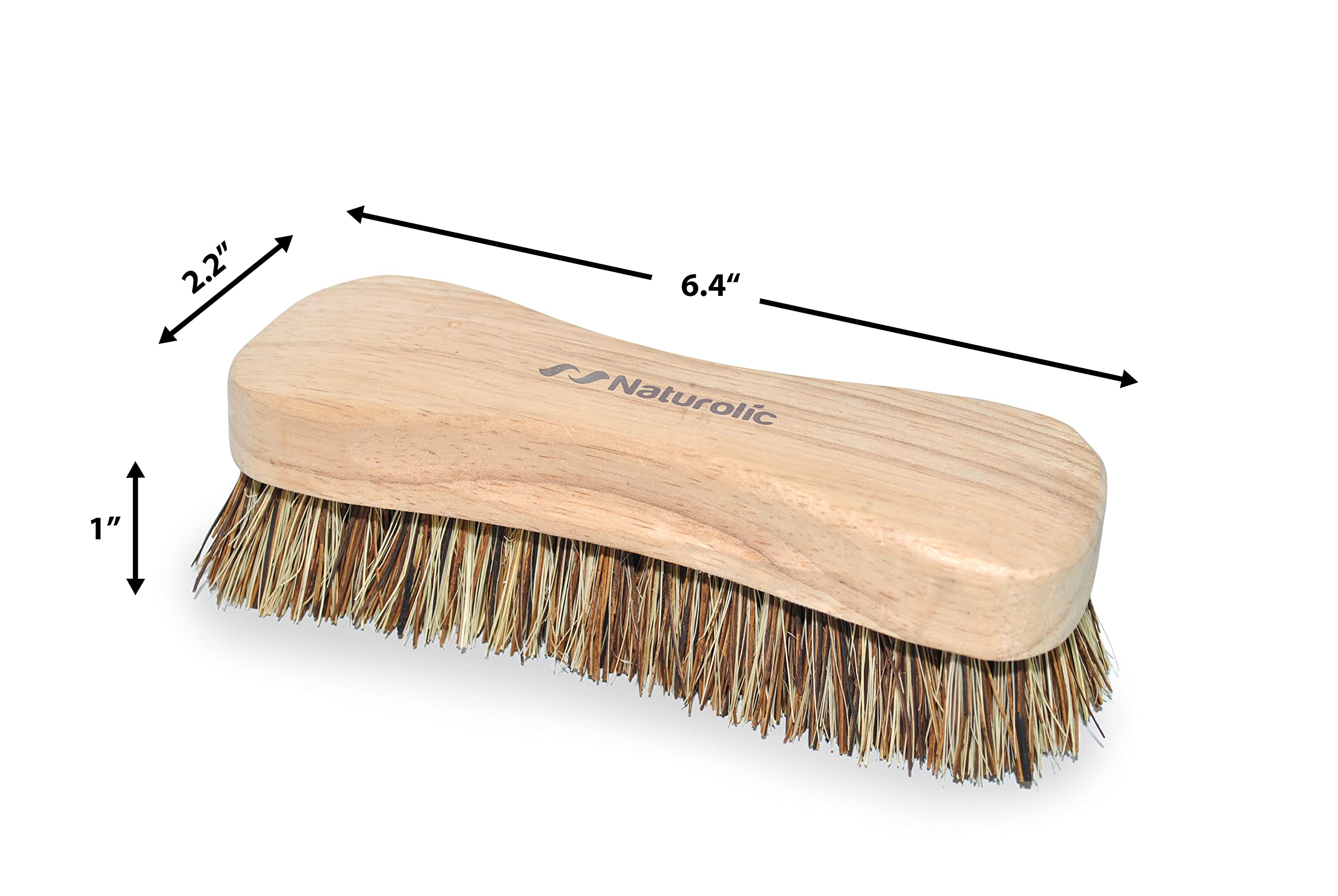 Naturolic All-Natural Wooden Scrub Brush Set | Wooden Handle | Palmyra Bristle Brush For Cleaning | Eco Friendly Cleaning Produc