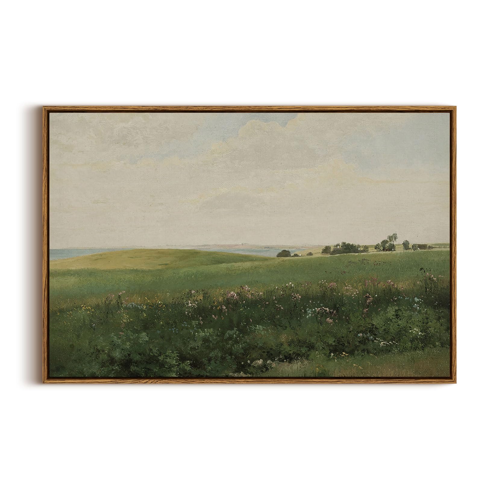 Insimsea Framed Canvas Wall Art Vintage Decor, Farmhouse Decor, Vast Grassland Landscape Paintings, Large Prints, Scenery Wall D
