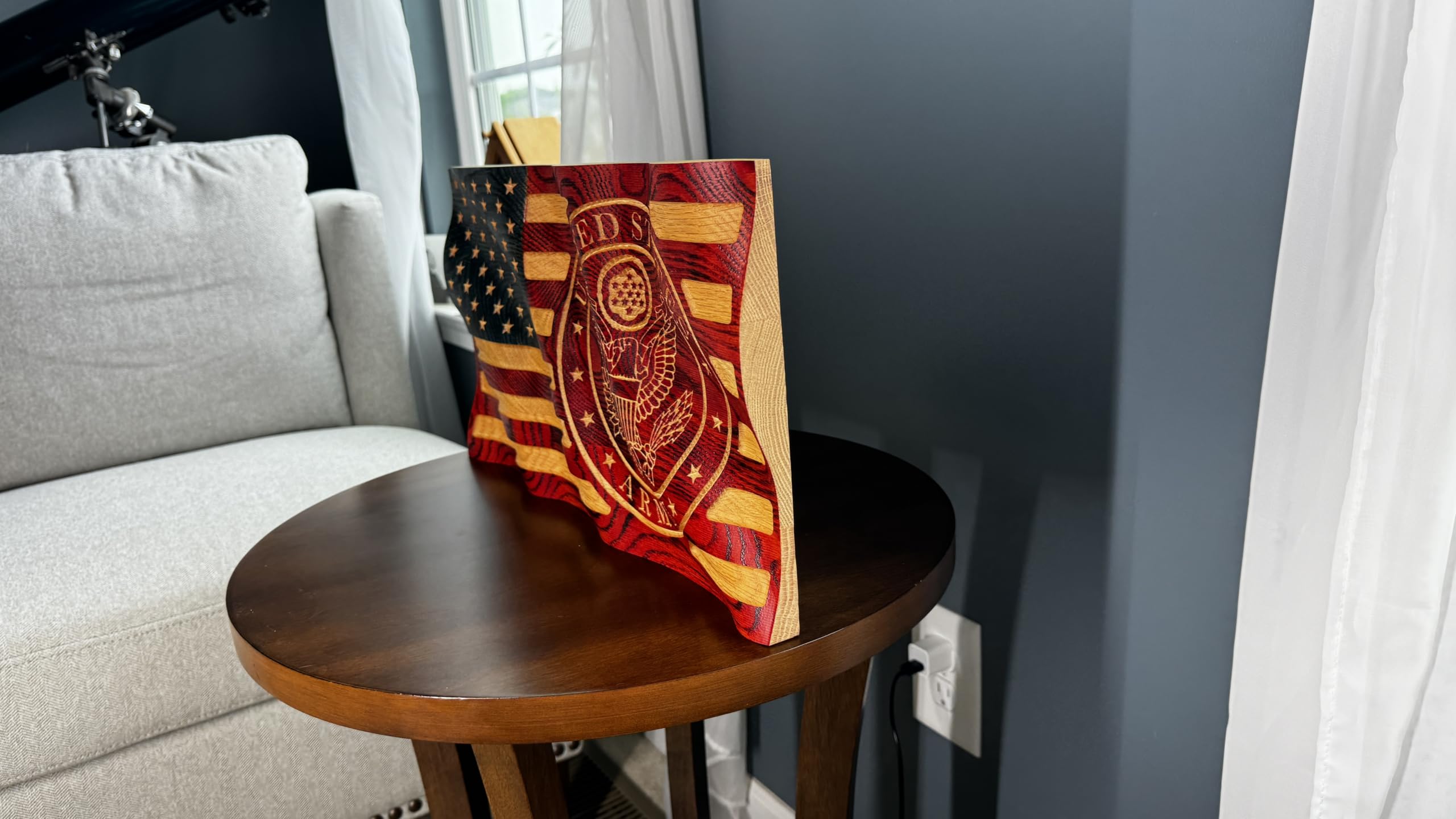 U.S. Army Solid Oak Waving Flag - 18 - Solid Oak - Hand Painted - Veteran Owned - Made in U.S.