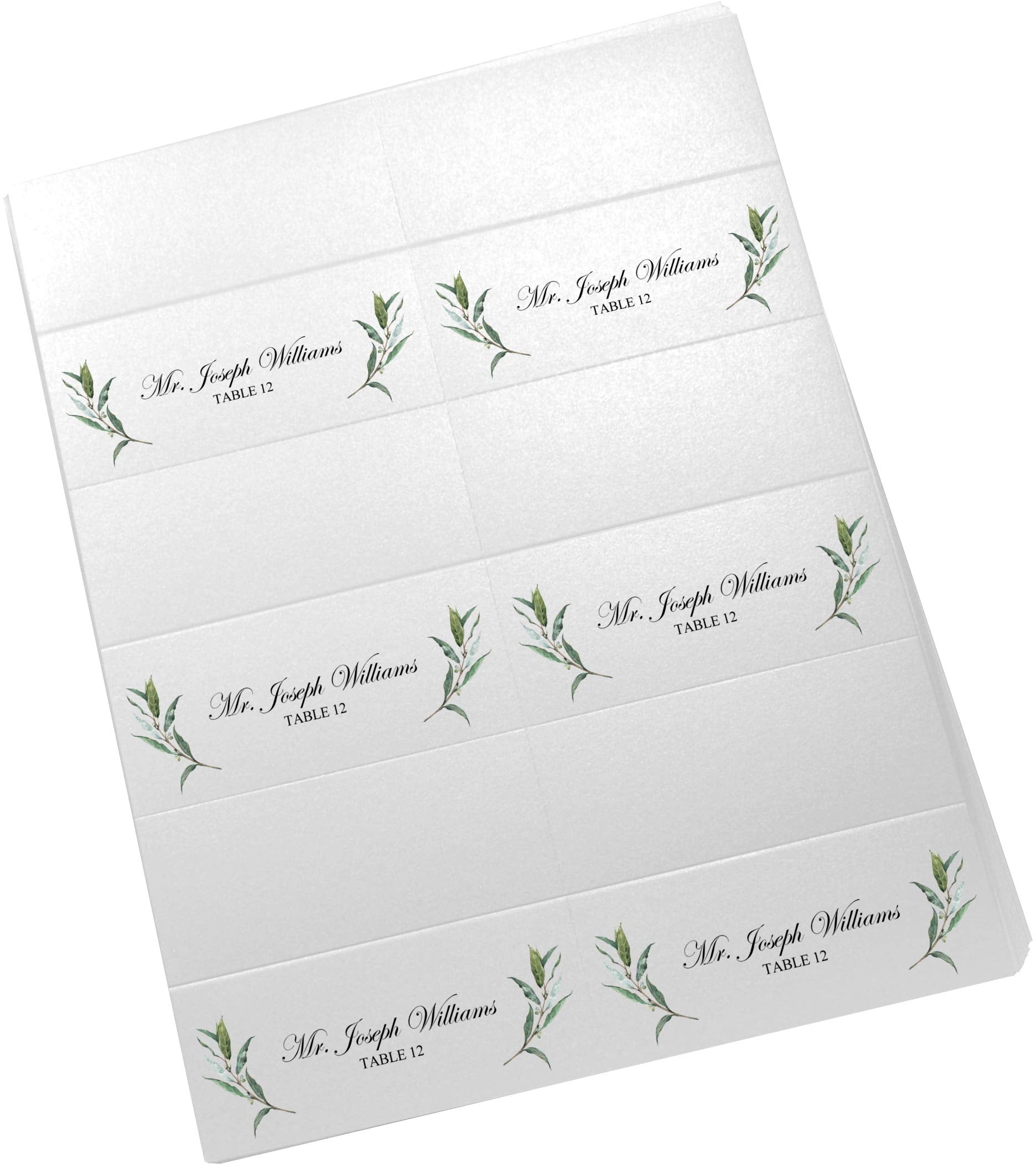 Laurel Wreath And Greenery Corner Printable Place Cards, Set Of 60 (10 Sheets), Laser & Inkjet Printers - Wedding, Party, Dinner