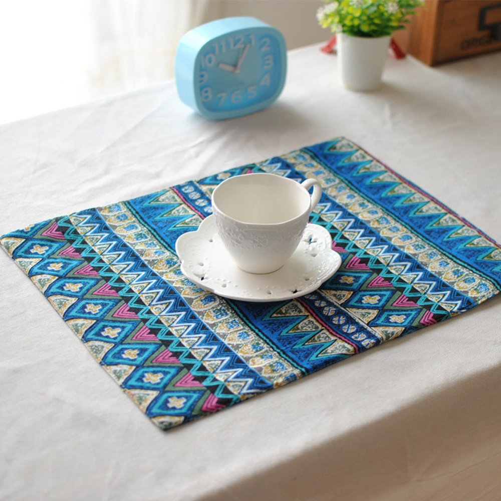 Kepswet Placemats Set Of 4 Washable Reversible Colorful Placemat Dining Table Cotton Linen Kitchen Table Mats Boho 12X18 Inch