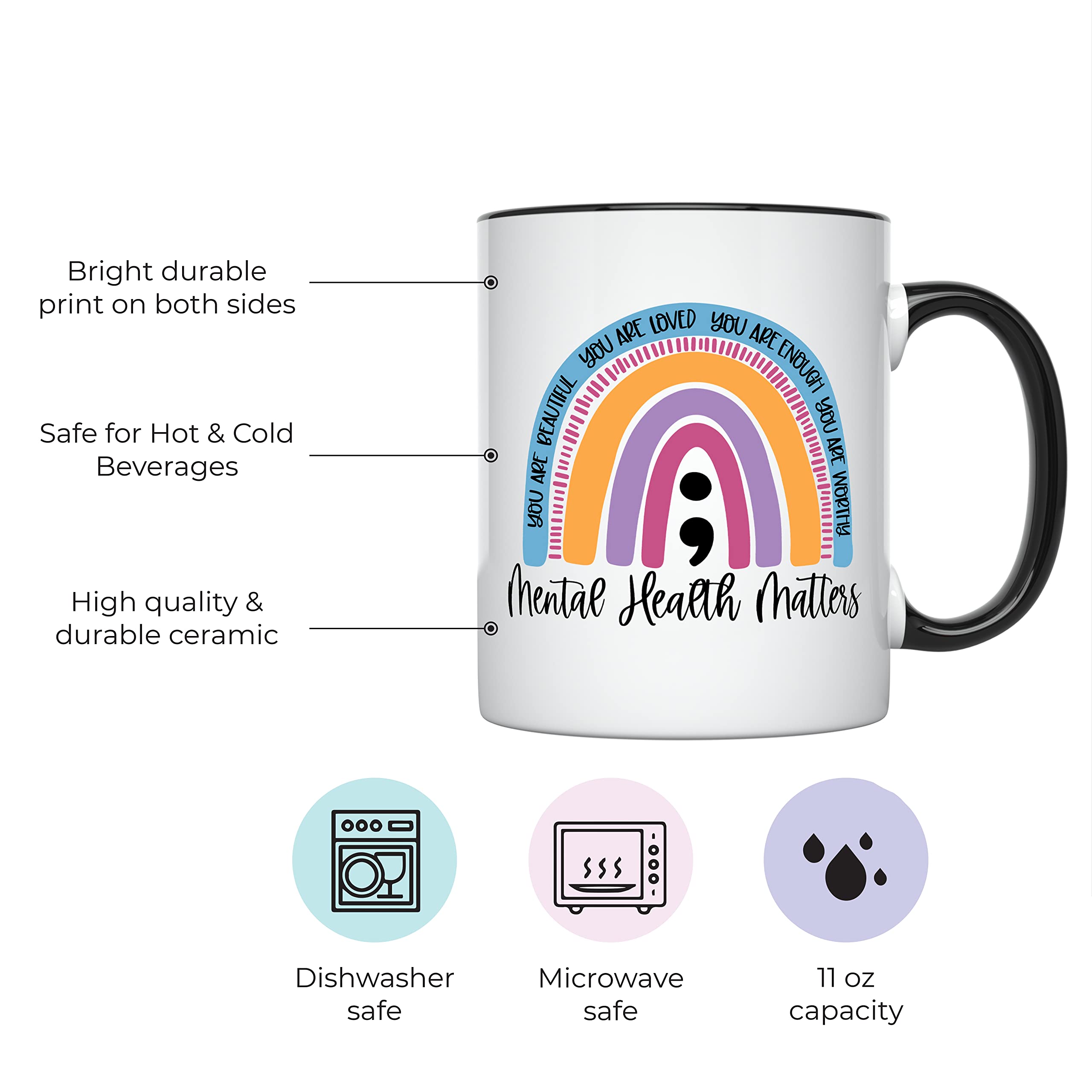 YouNique Designs Mental Health Awareness Mug, 11 Ounces, Mental Health Coffee Mug for Women, Mental Illness Merch, Mental Illnes