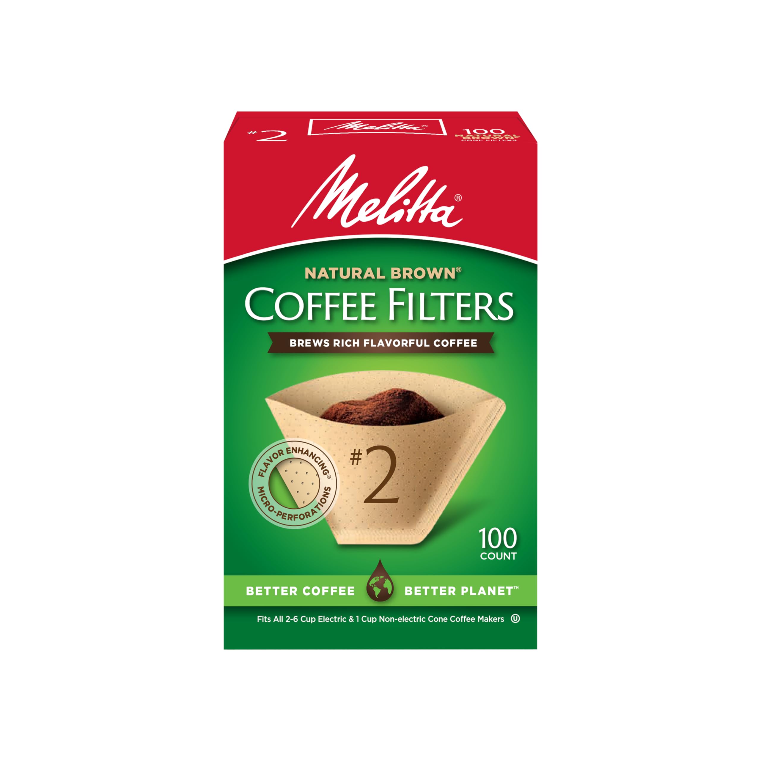 Melitta #2 Cone Coffee Filters, Unbleached Natural Brown, 100 Count (Pack Of 3) 300 Total Filters Count - Packaging May Vary