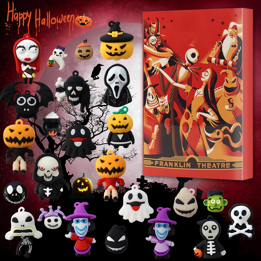Halloween Advent Calendar 2025, 24 Day Countdown Calendar Before Christmas, Contains 24 Collectible Surprises Horror Figures Dol