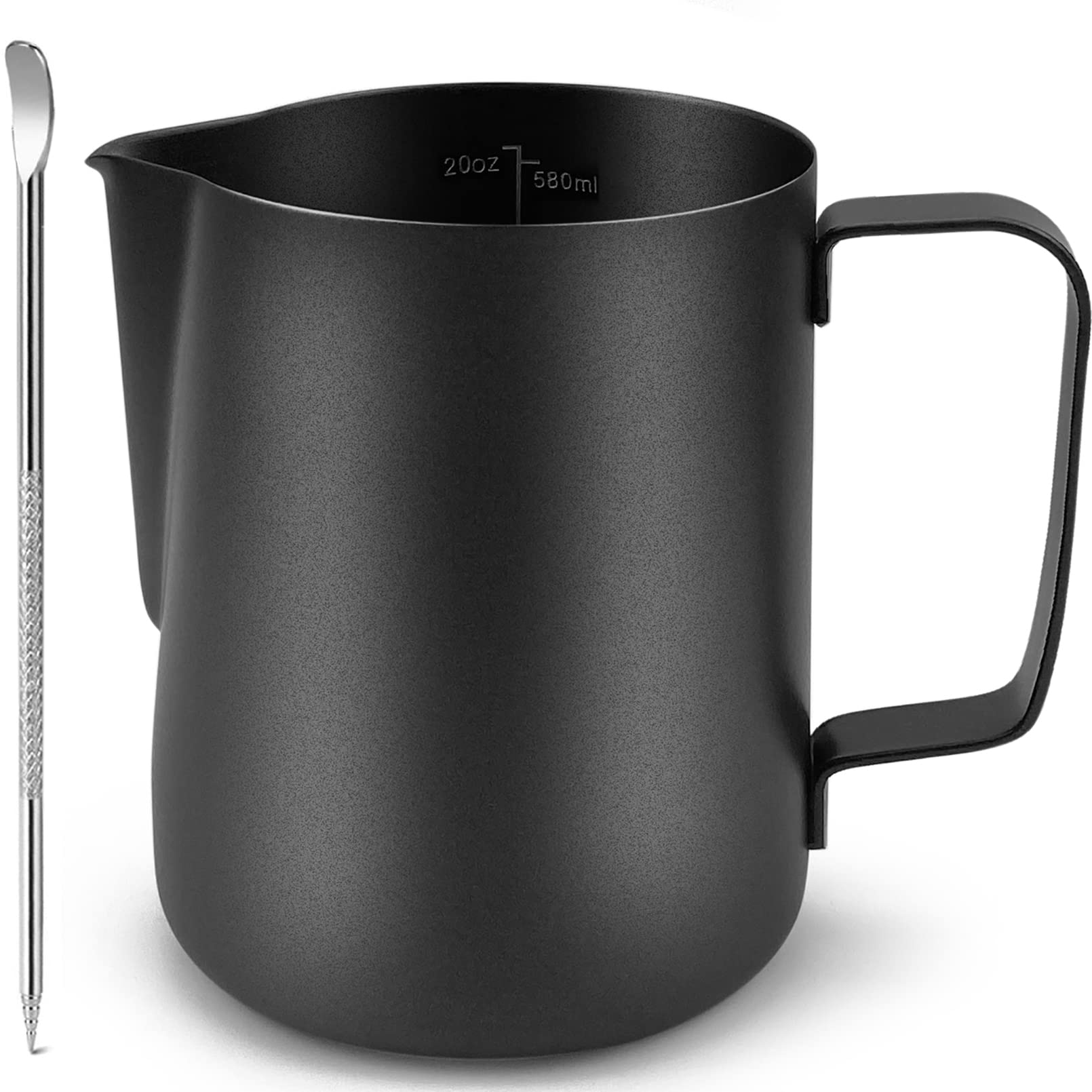 Camkyde Stainless Steel Milk Frothing Pitcher 20 Oz, Espresso Steaming Pitcher With Decorating Pen For Espresso Machines, Cappuc