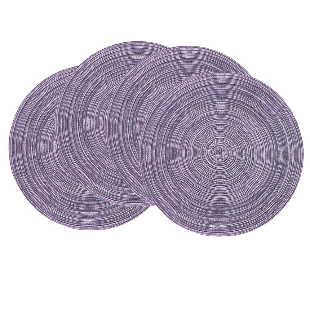 Shacos Round Placemats Set Of 4 Round Table Placemats Braided Cotton Place Mats 15 Inch For Kitchen Dining Table Holiday Party (