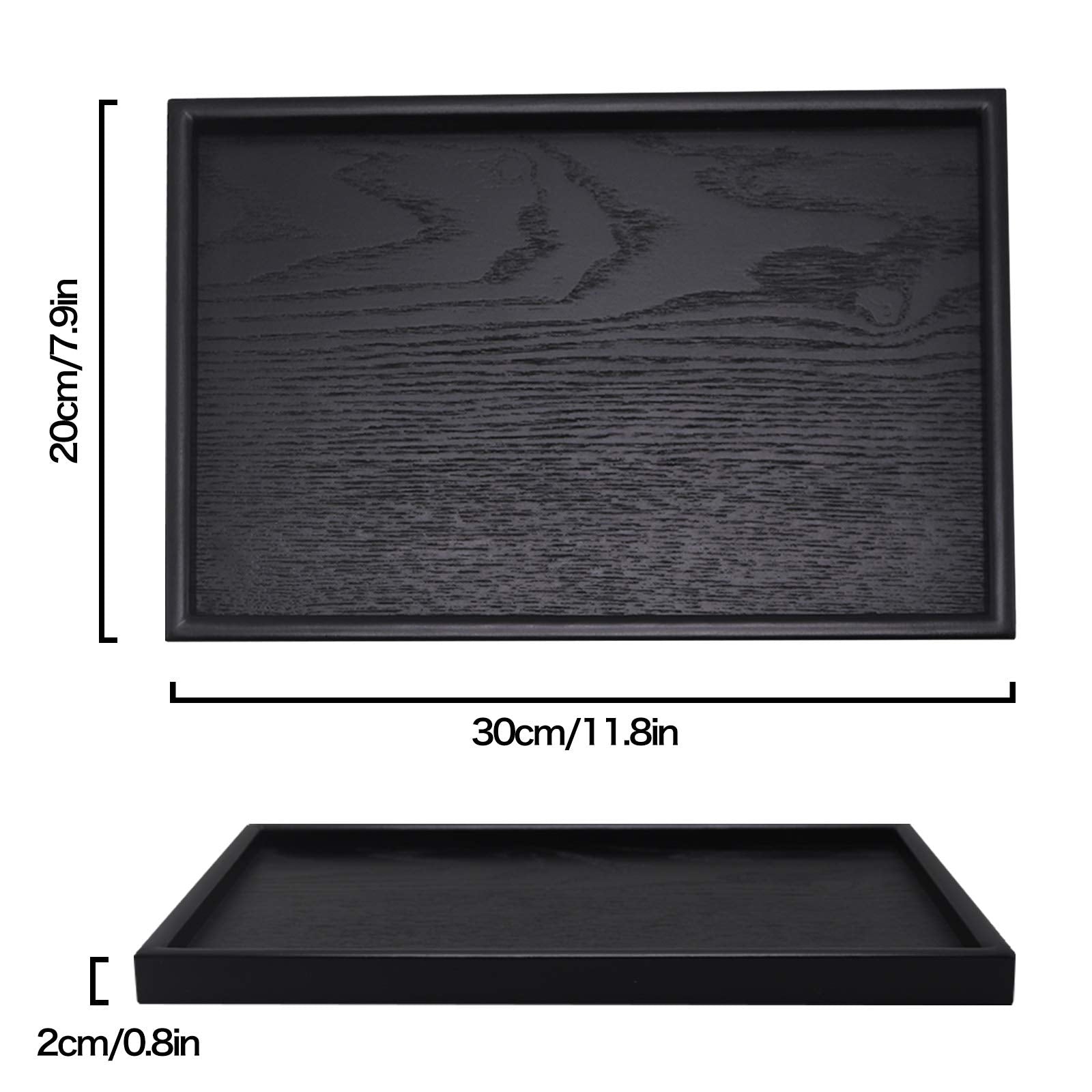 Solid Wood Serving Tray Rectangle Non-Slip Tea Coffee Snack Plate Food Meals Serving Tray With Raised Edges For Home Kitchen Res