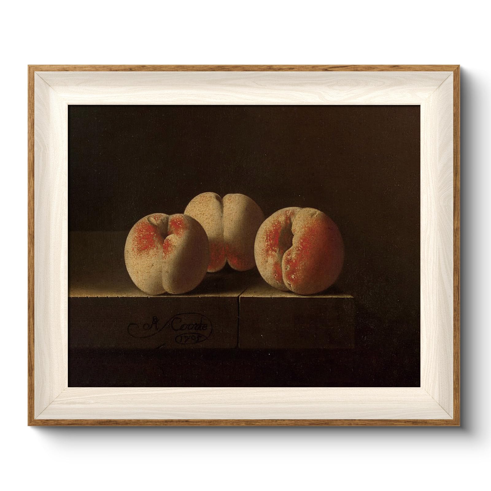VIYYIEA Framed Wall Art for Living Room, Peach Canvas Prints, Vintage Home Decor, Fruits Painting Picture, Bathroom Wall Decor G
