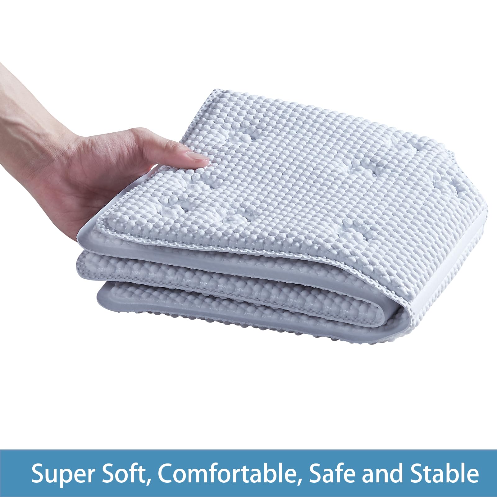 Webos Bathtub Mat Non Slip: Soft Safety Foam Bath & Shower Mat For Tub Suitable For Elderly And Kids 21 X 21Inch With Drain Hole