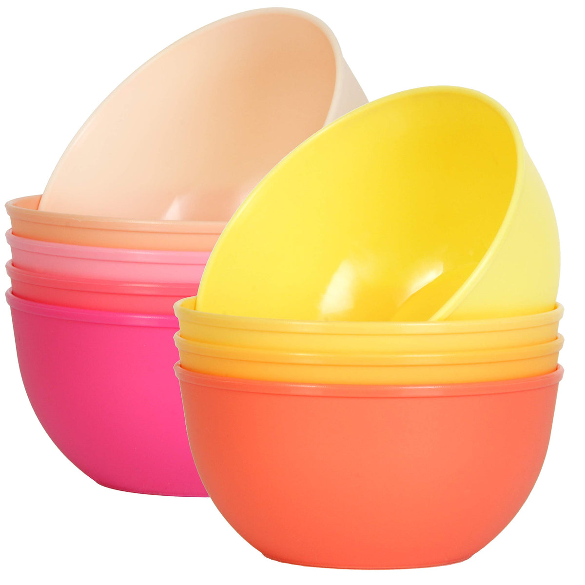 Youngever 9 Pack 10 Ounce Plastic Bowls, Kids Plastic Bowls, Set Of 9 (9 Peach Colors)