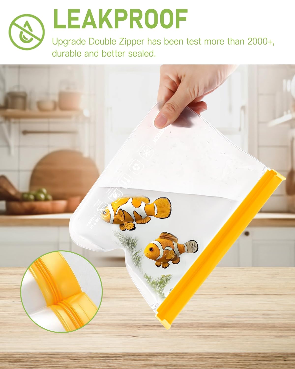 Ideatech Reusable Storage Bags Dishwasher Safe, 10 Pack Bpa Free Peva Reusable Freezer Bags,Reusable Gallon Bags, Reusable Sandw