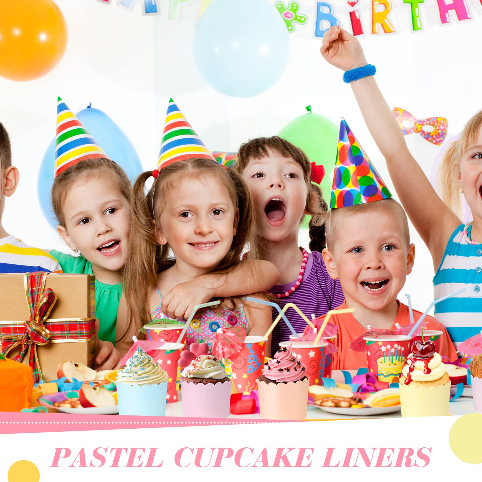 Tanlade 100 Pieces Baking Cups Cupcake Wrappers For Muffins 5.5 Oz Multi Color Baking Cups For Desserts Baby Showers Birthday Pa