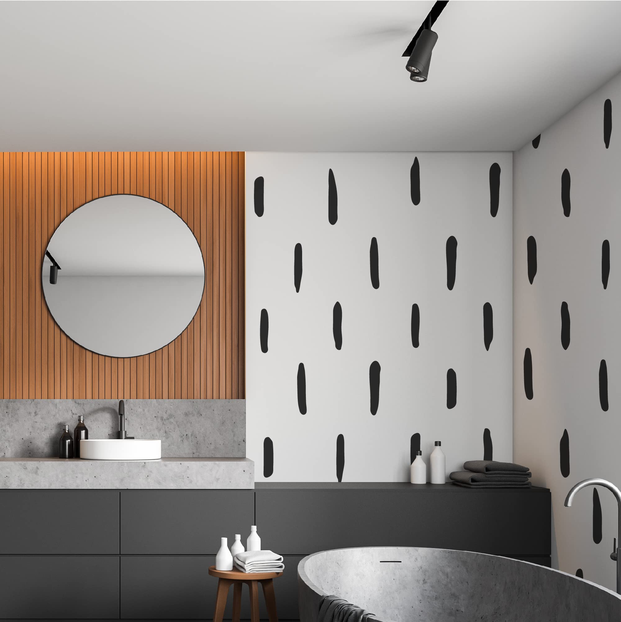 Shyjshyj Black Thick Irregular Line Vinyl Abstract Wall Decals, Peel And Stick Modern Boho Stickers, 120 Upright Stripes For Kid