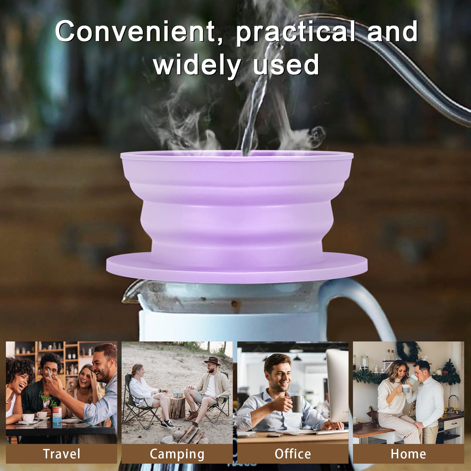 Vvgcs Collapsible Paperless Pour Over Coffee Maker With Stainless Steel Mesh Filter, Silicone Camping Coffee Maker Pour Over For