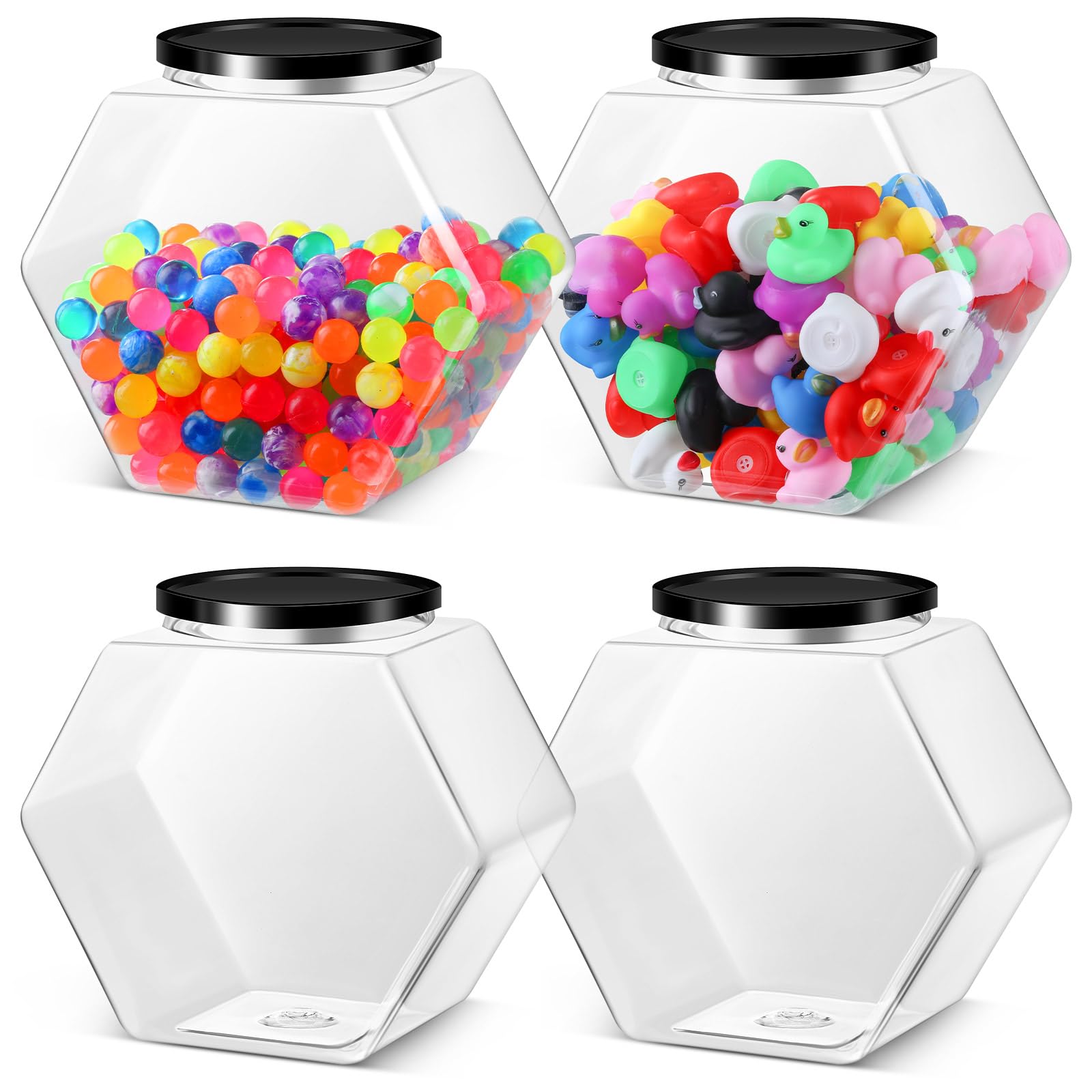 Norme 4 Pcs 129 Oz Plastic Candy Jars With Lids Hexagon Cookie Jars For Kitchen Counter Candy Bar Containers Acrylic Clear Jars