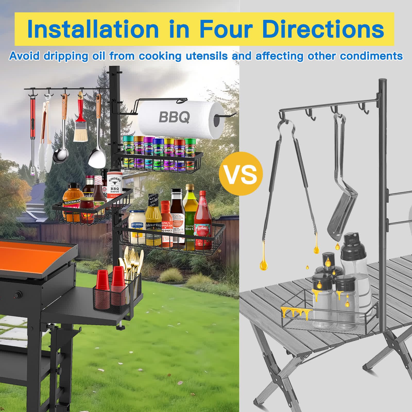 Concons Griddle Caddy For Blackstone Griddle Accessories, Bbq Grill Caddy With Paper Towel Holder, Outdoor Kitchen Accessories F