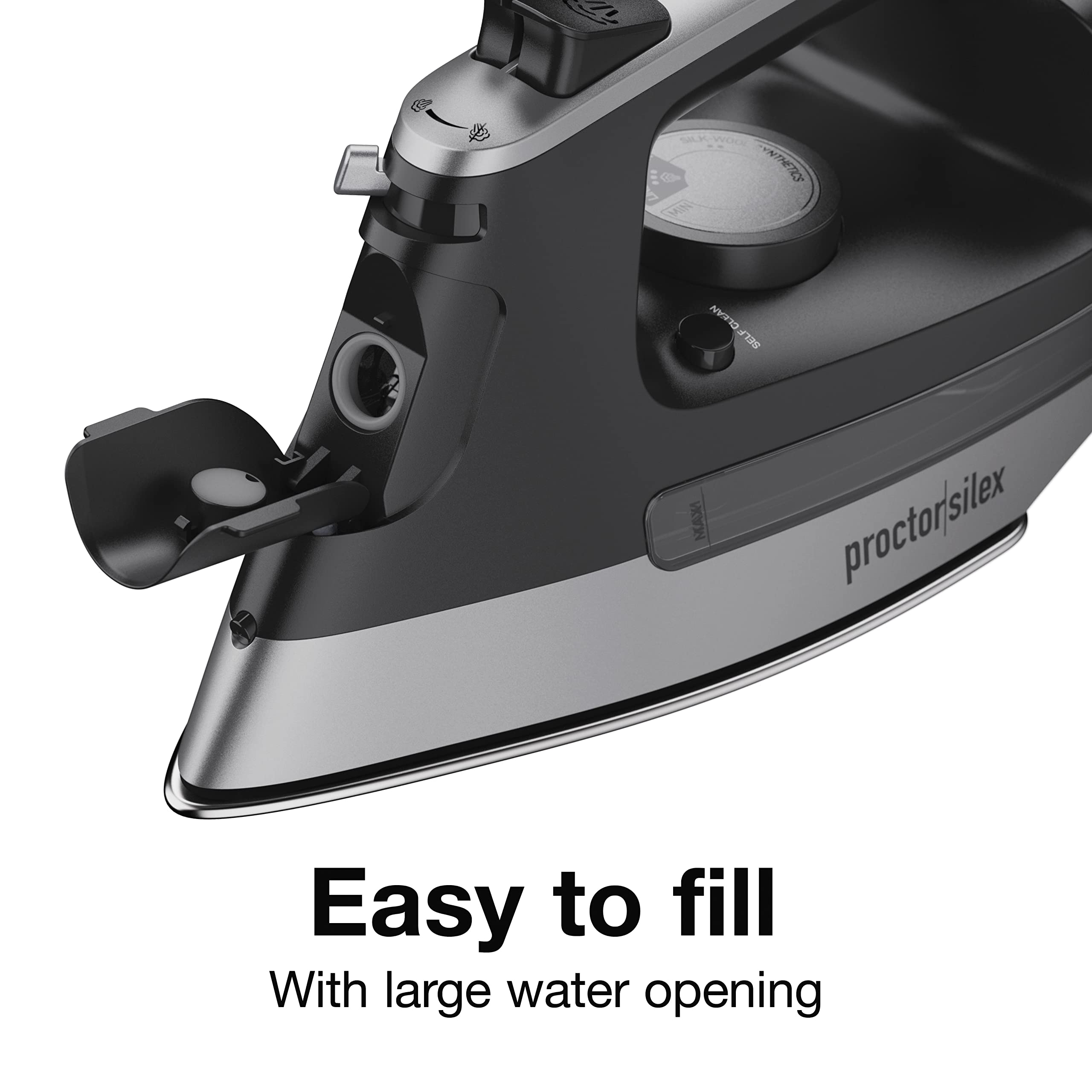 Proctor Silex Steam Iron For Clothes With Durable Stainless Steel Soleplate, 1500 Watts, 8 Retractable Cord, 3-Way Auto Shutoff,