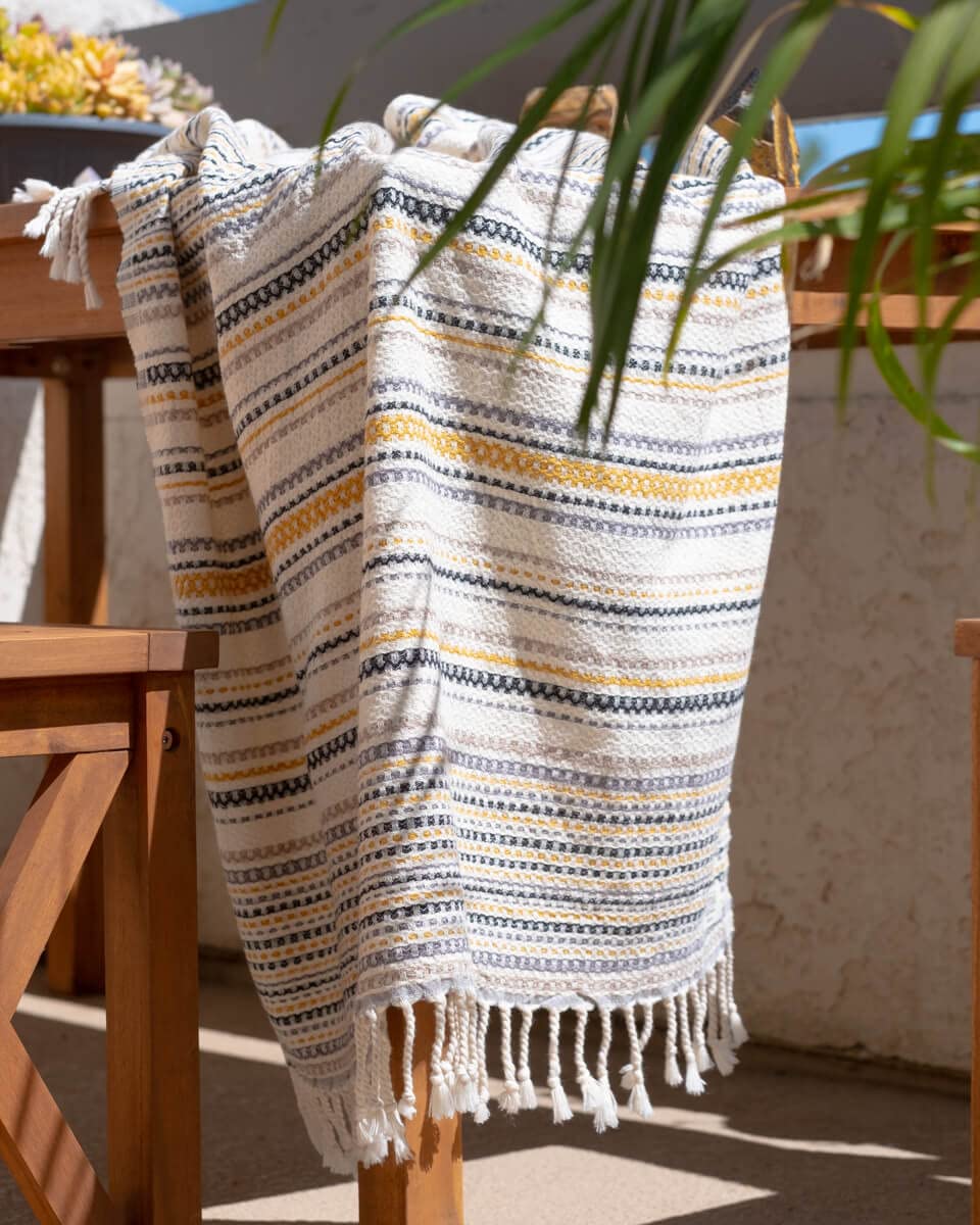 Teema Large Turkish Beach Towel - 100% Turkish Cotton - Sand Free - Fast Drying - Versatile And Multi-Use - The Shoreline (Tan)