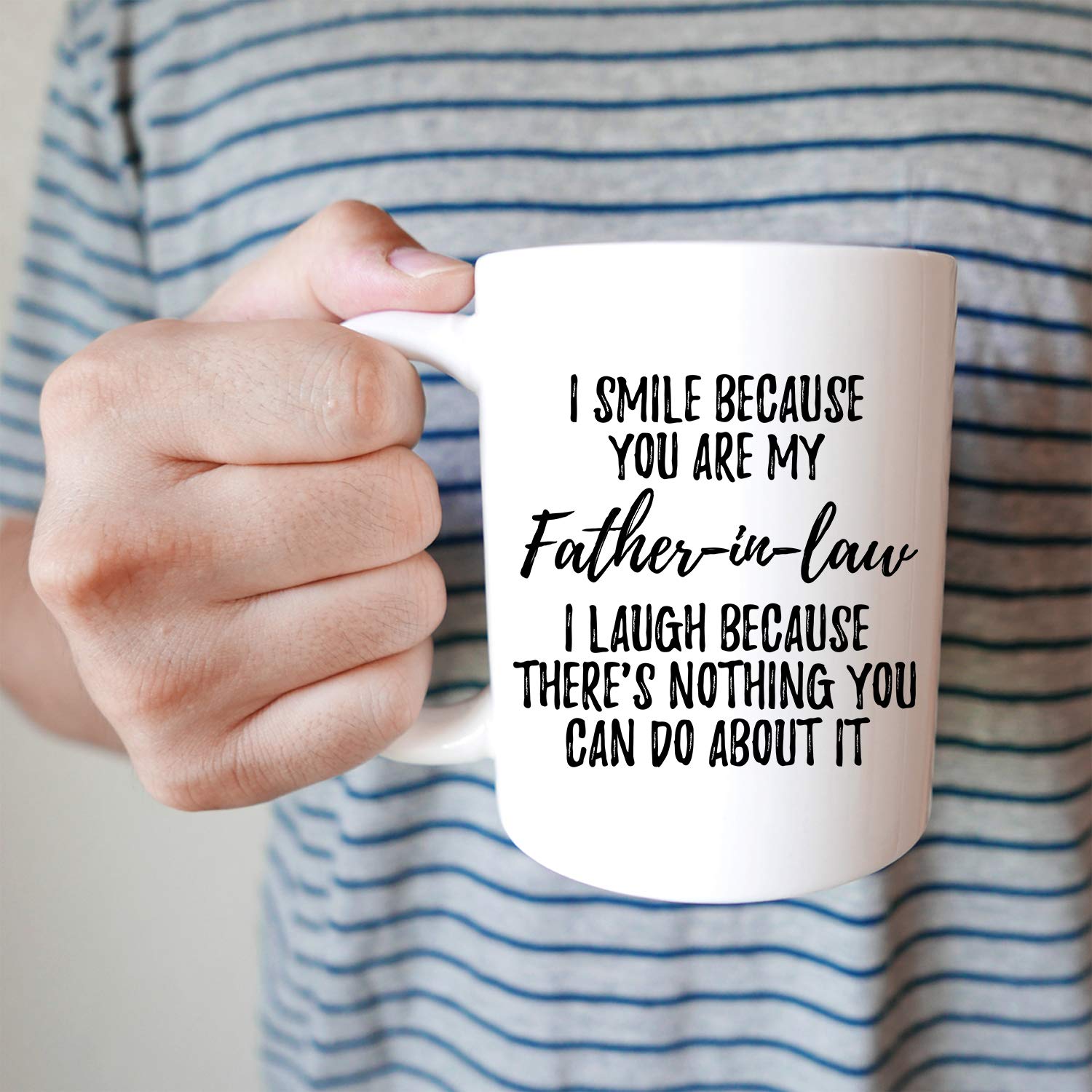 Younique Designs Father In Law Coffee Mug, 11 Ounces, Funny Father-In-Law Cup From Daughter In Law And Son In Law (White)