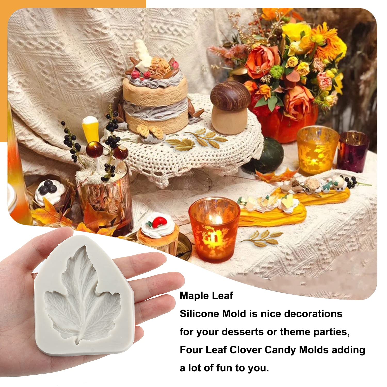 Sijiangmold Baroque Fondant Mold Baroque Leaf Fondant Molds Maple Leaf Candy Molds For Cake Decorating Cupcake Topper Chocolate