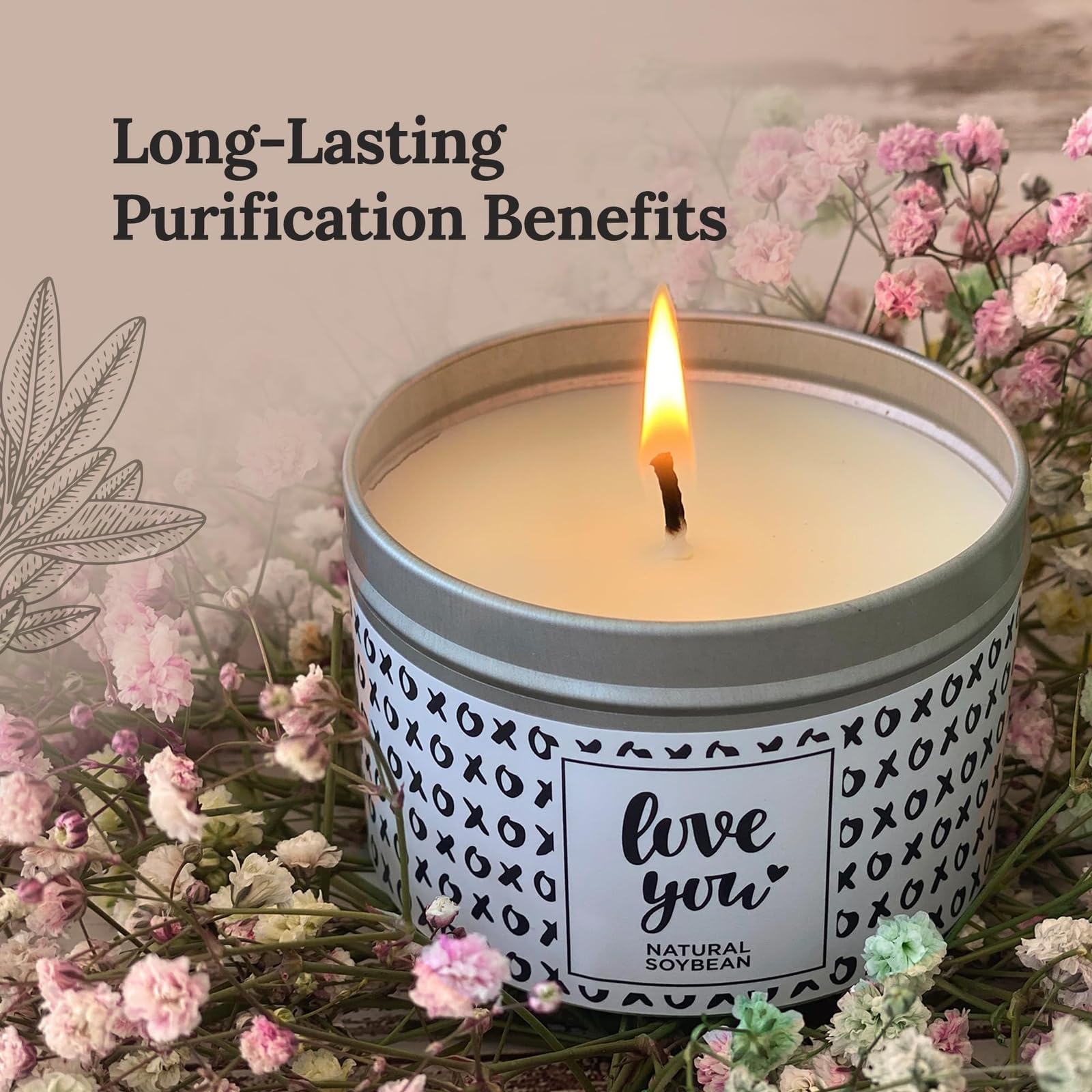 Magnificent 101 Long Lasting Love You Aromatherapy Candle  6 Oz - 35 Hour Burn  All Natural Soy Wax Candle with Vanilla, Lavende