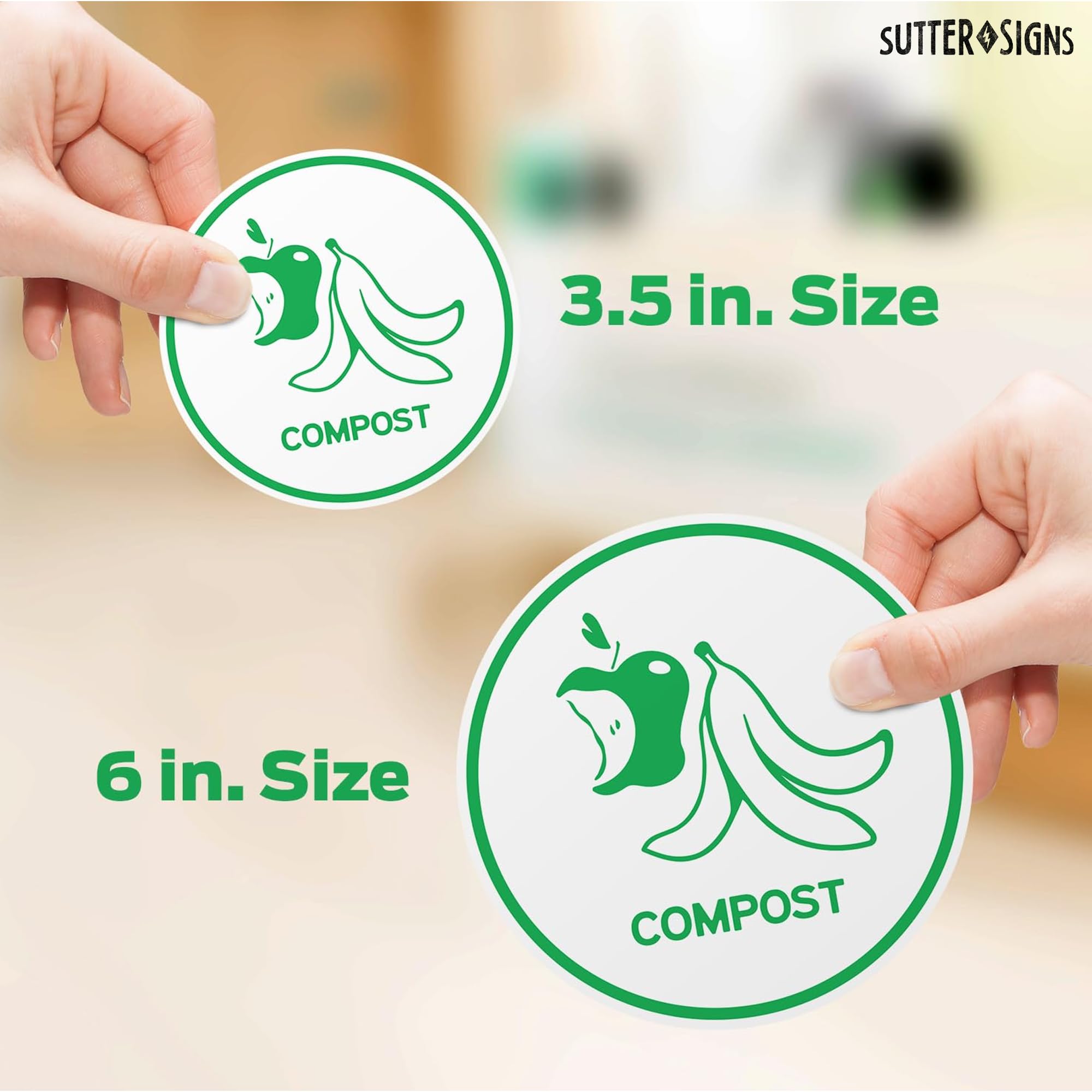 Recycling Sorting Sticker Signs Decals - Paper  Aluminum  Plastic  Glass (Set of 4 Recycle Stickers for Cans and Bins)