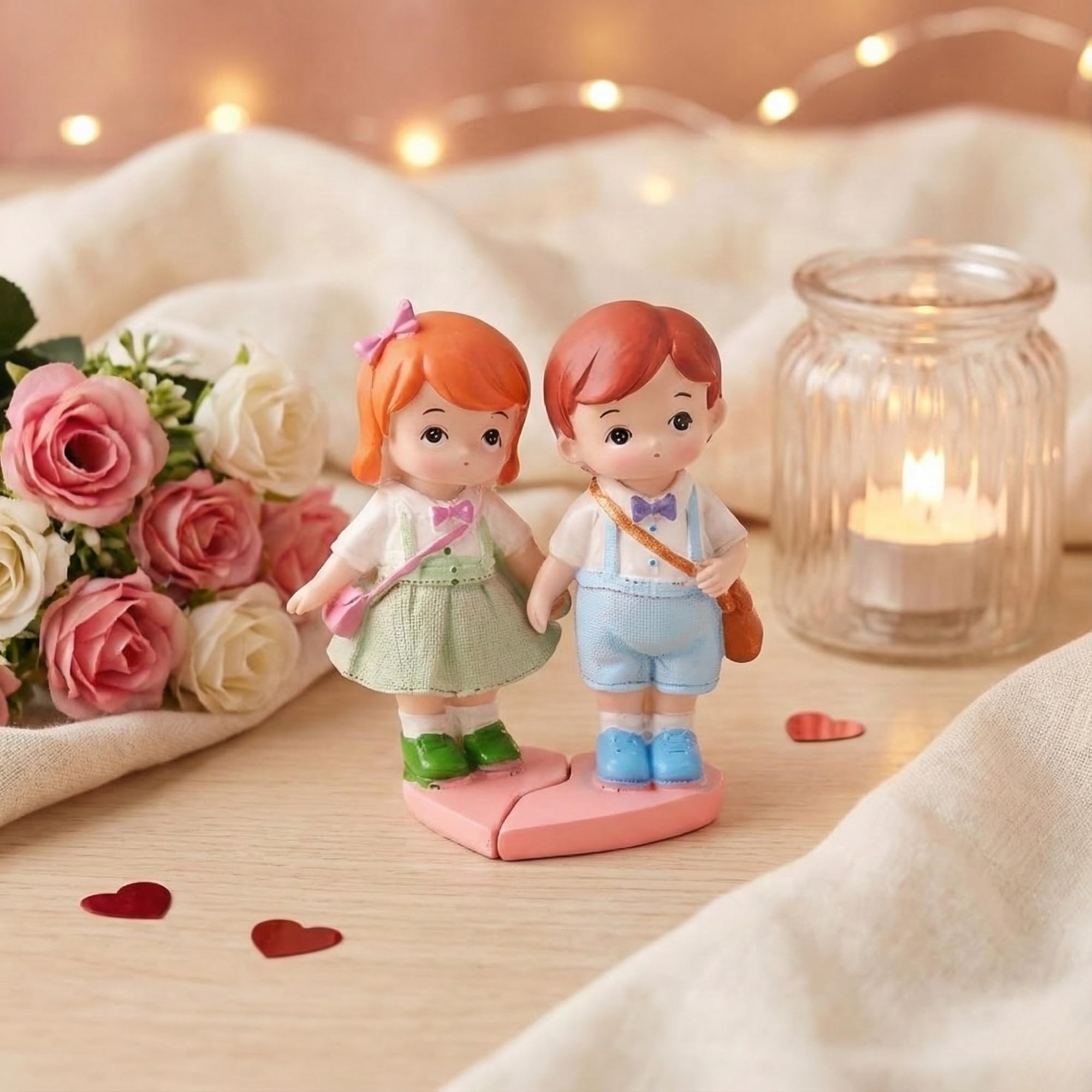 Ecraftindia Little Boy And Girl Walking To School Lovely Miniature Statue Valentine Gift For Girlfriend Boyfriend Husband Wife H