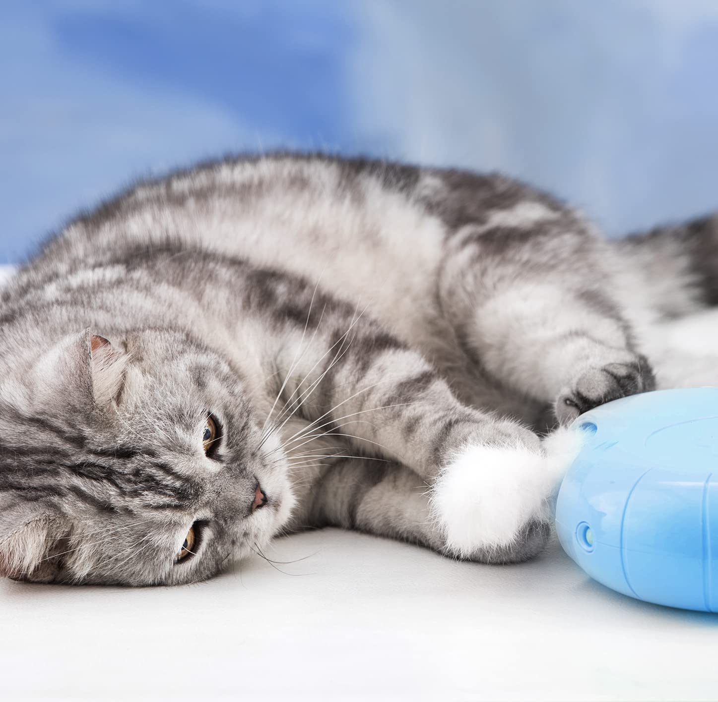 Migipaws Cat Toys Interactive Fluffy Ball Squeak Hide And Seek In A Mice Hole Smart Kitten Teaser Automatic Timer On Off Plush F