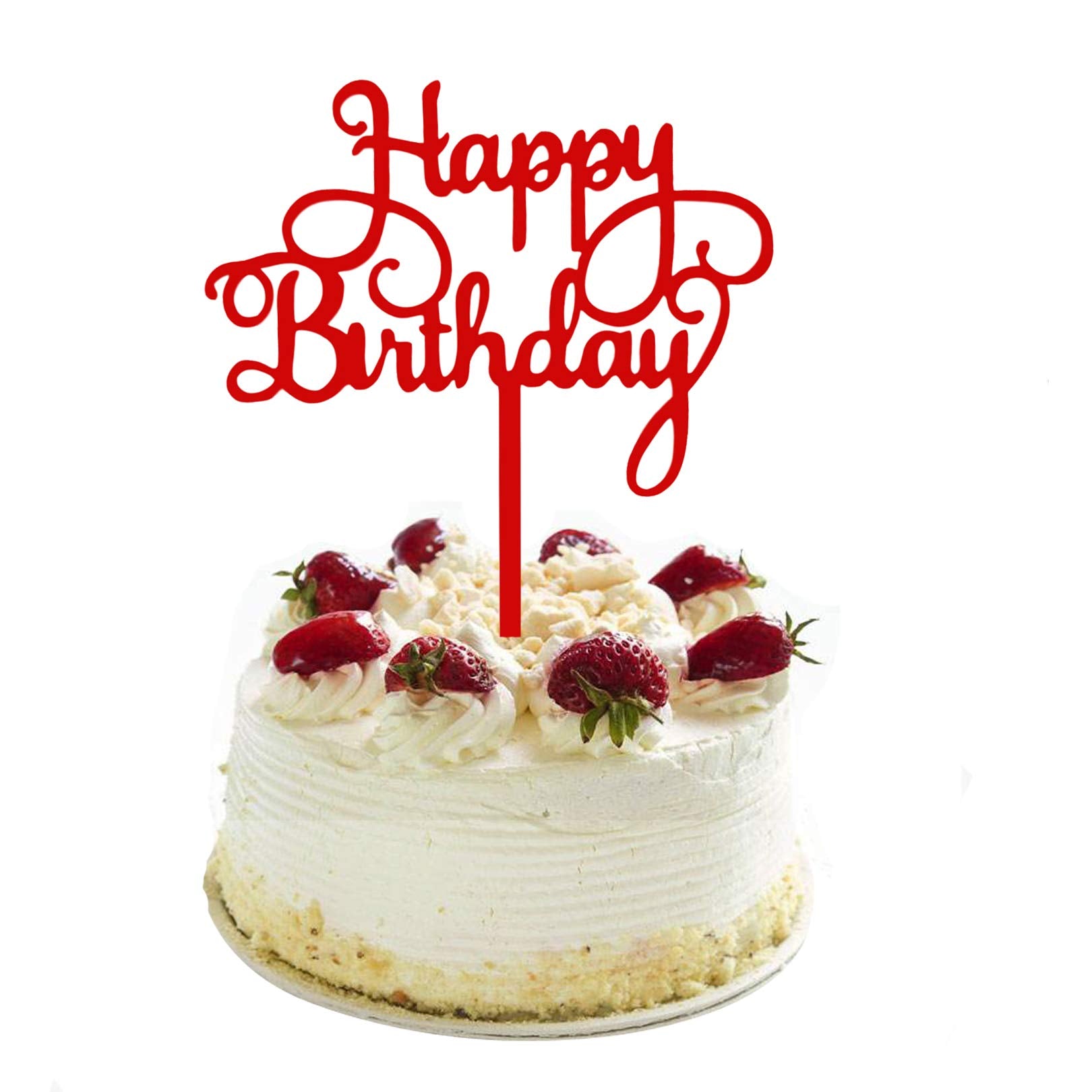 Red Happy Birthday Cake Topper Birthday Party Decorations Supplies