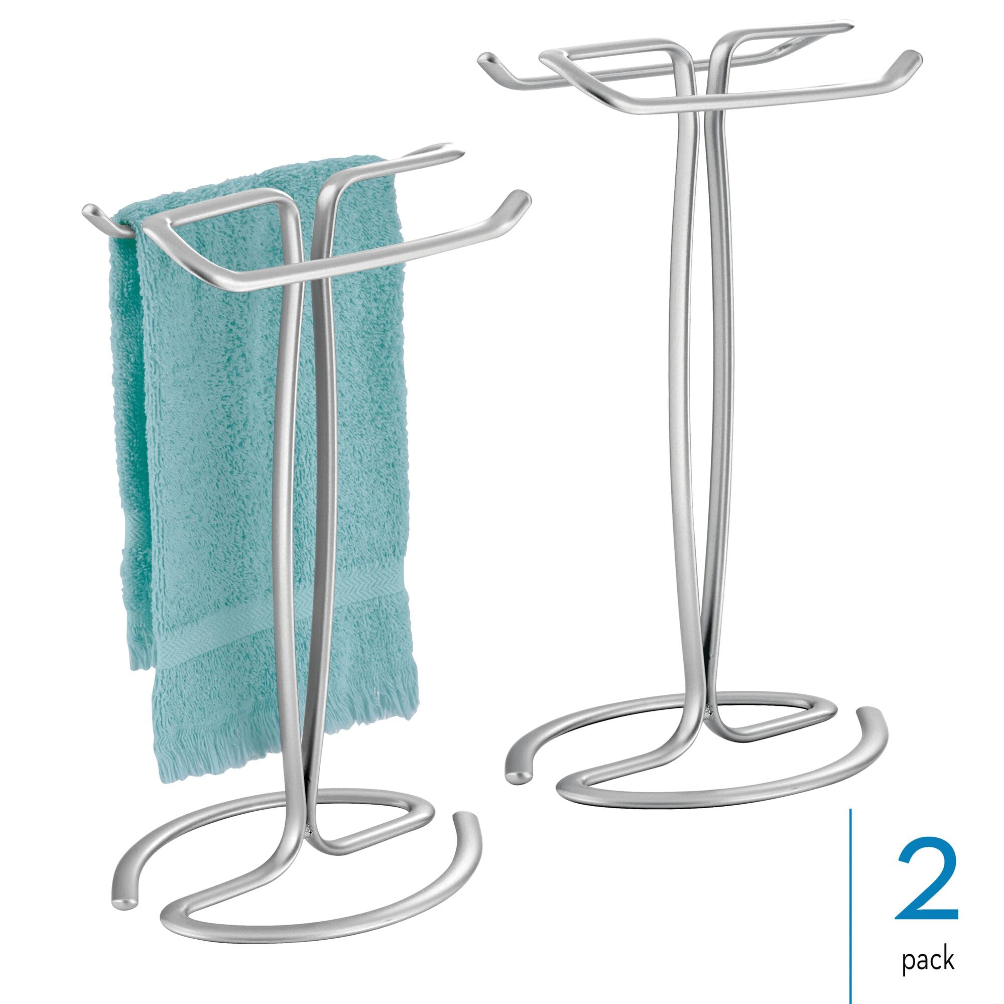 Idesign T-Shape Countertop Hand Set Of 2-Chrome Towel Holder