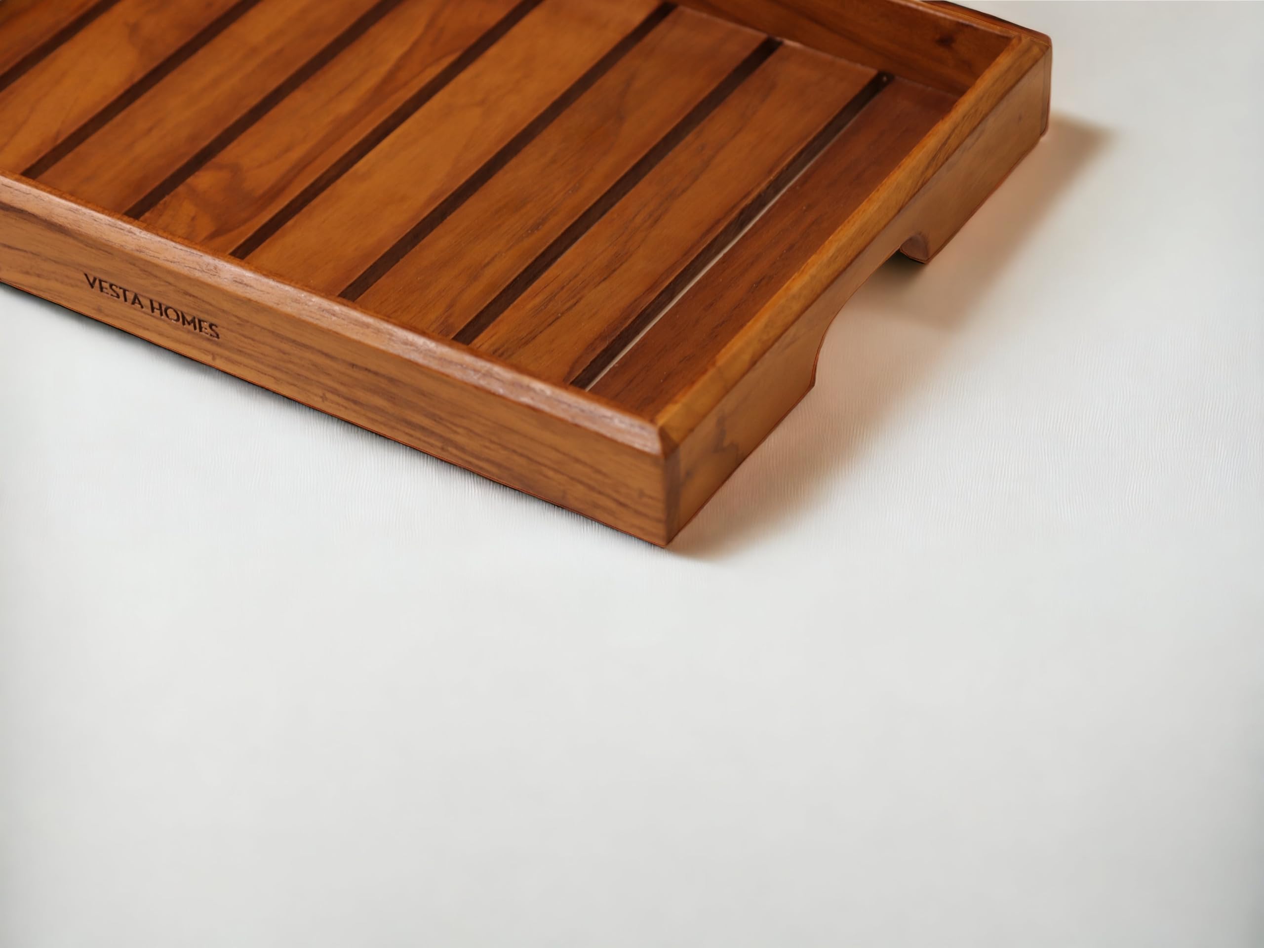 Vesta Homes Medium Teak Wood Serving Tray For Home, Kitchen, Breakfast, Restaurant, Office Organizer, Dining Table | Premium Woo