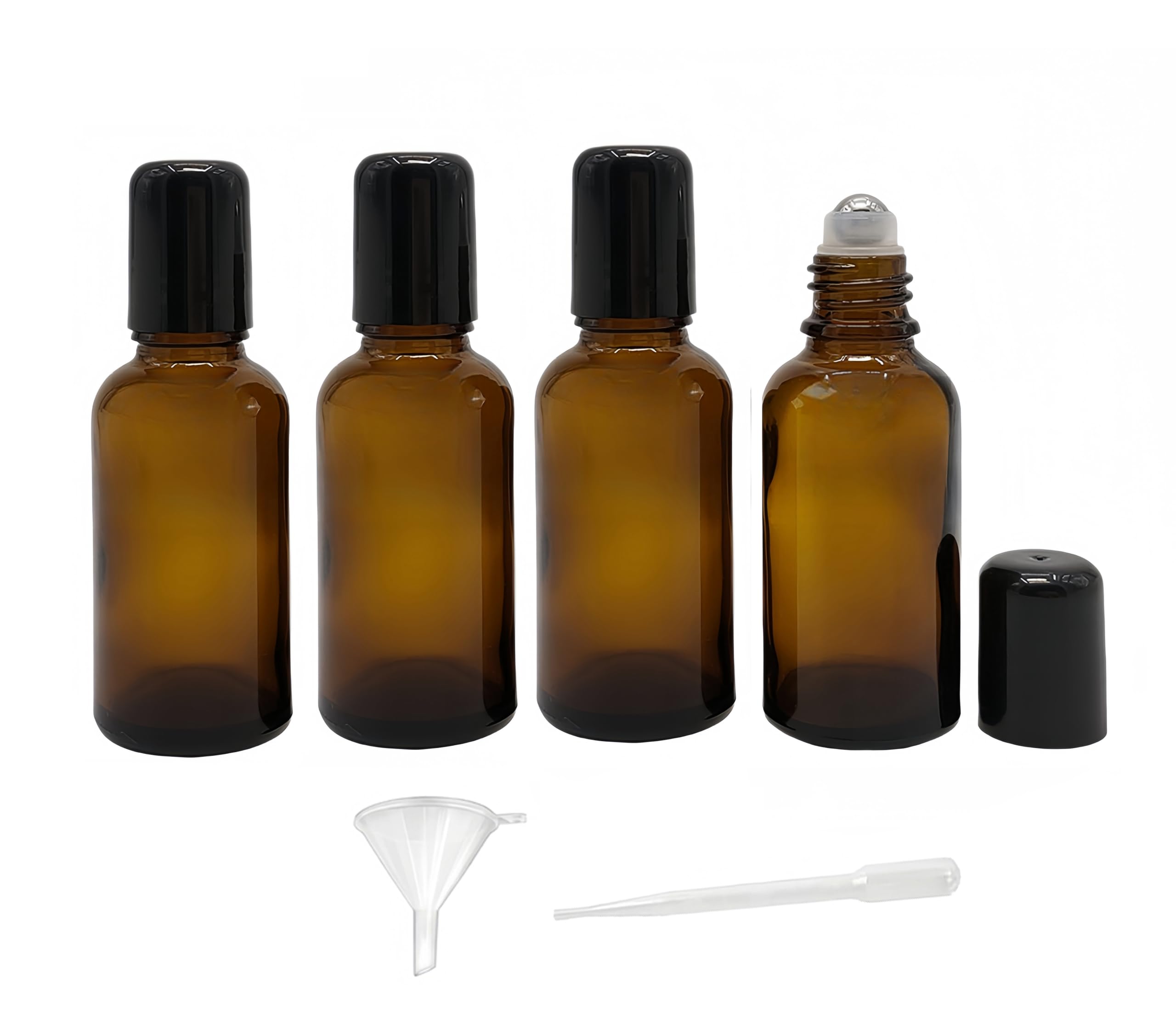 YORROR 4 Pack 100mL Amber Glass Essential Oil Roller Bottles