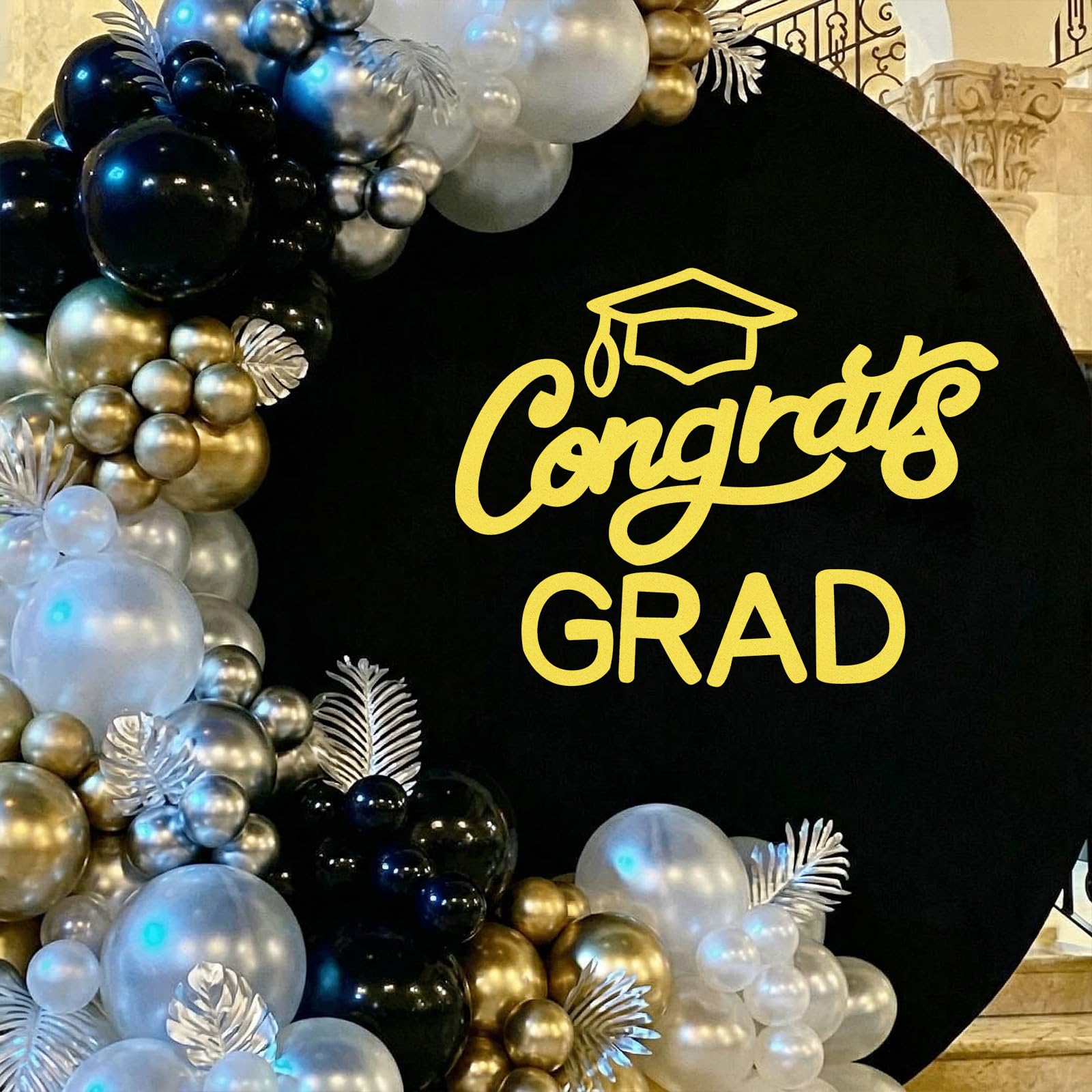 Mindsoft Gold Felt Congrats Grad Sticker Sign for Backdrop Graduation Decor for Party Congrats Grad Class of 2026 Event Letter S