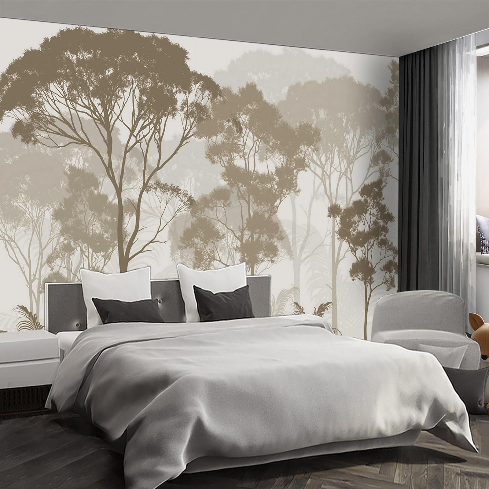 Fightal - Tropical Forest Landscape wall murals Trees and Leaves Wallpaper for Bedroom Living Room - 96x137