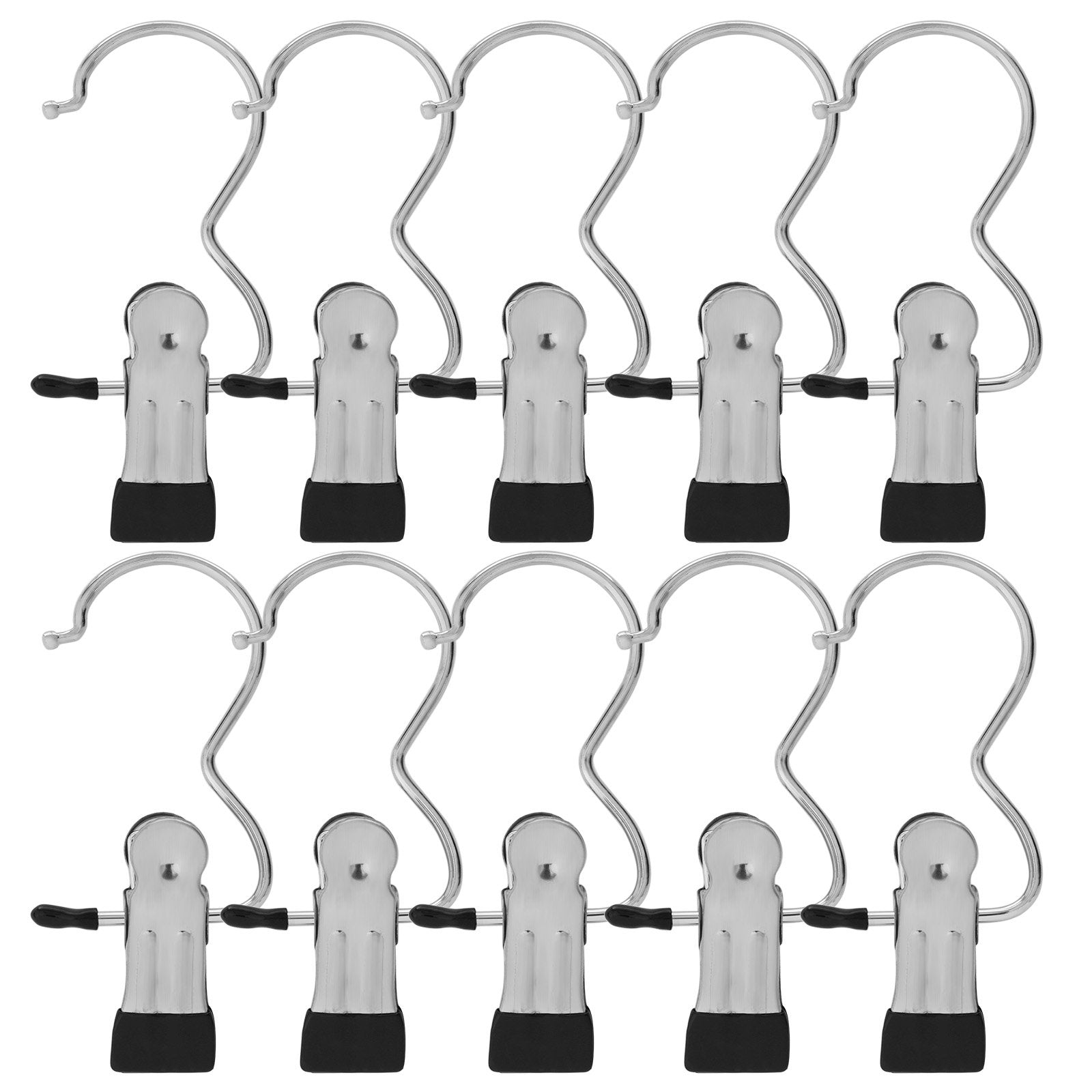 Bewishome 20 Pcs Laundry Hook Boot Hanging Hold Clips Portable Hanging Hooks Home Travel Hangers Clothing Clothes Pins, Chrome F