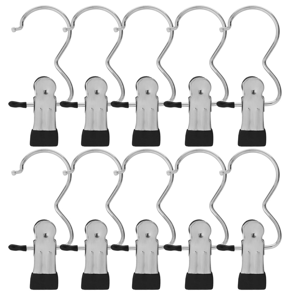 Bewishome 20 Pcs Laundry Hook Boot Hanging Hold Clips Portable Hanging Hooks Home Travel Hangers Clothing Clothes Pins, Chrome F