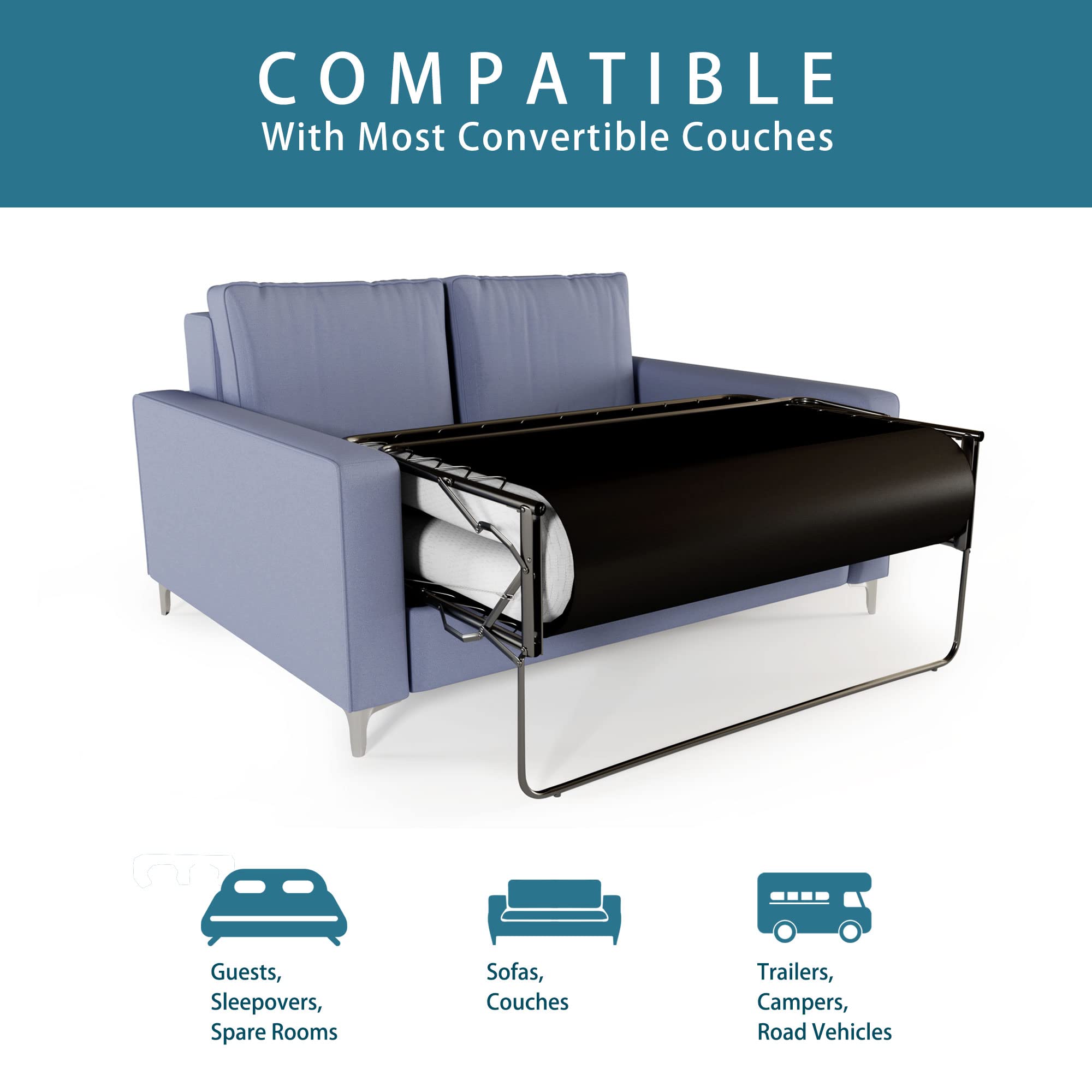 Rinkai-S 4.7 Inch Cool Gel Memory Foam Mattress Replacement With Washable Cover For Sleeper Sofa And Couch Beds, Queen Size, Cer