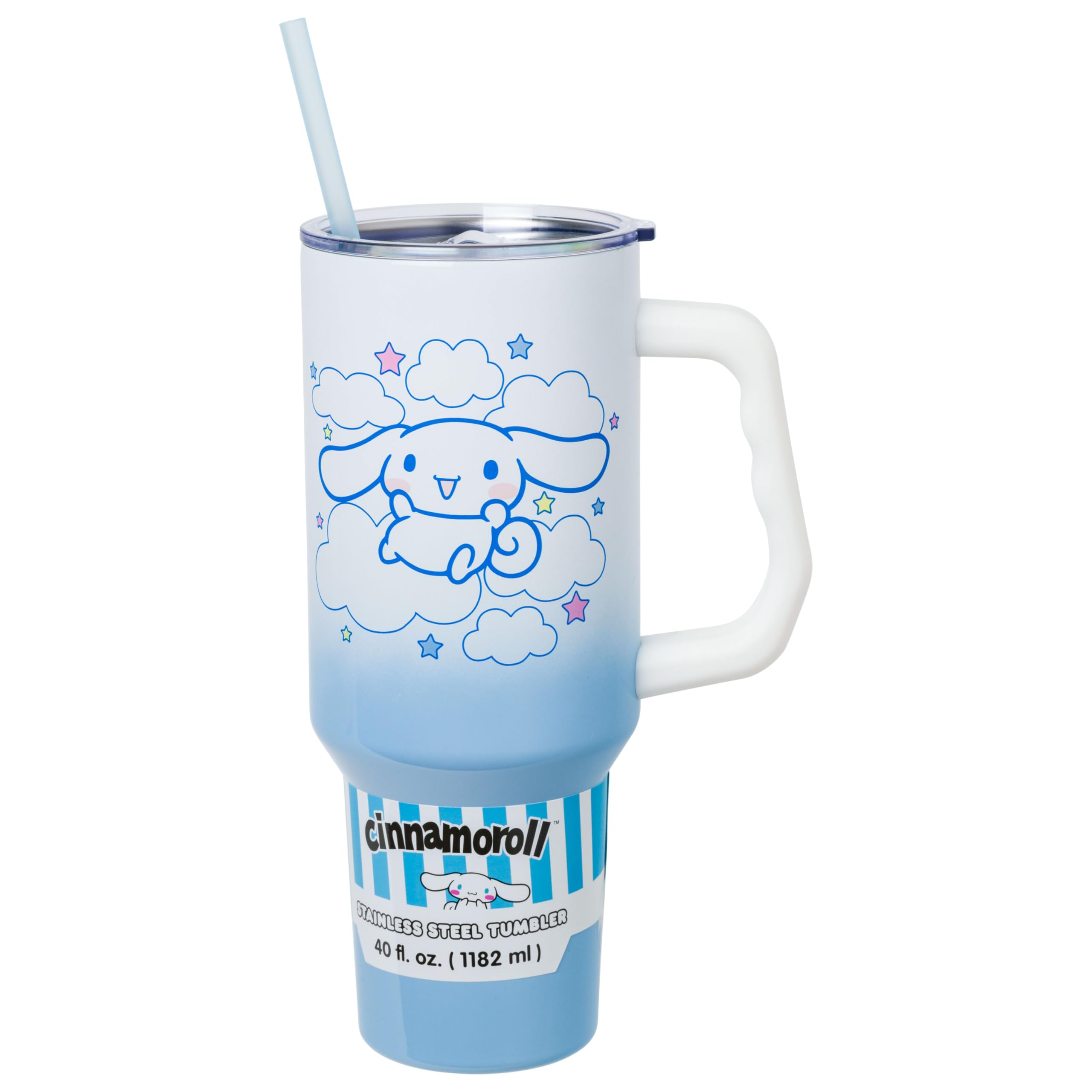 Silver Buffalo Sanrio Hello Kitty and Friends Featuring Cinnamoroll in Stars and Clouds Double Walled Stainless Steel Tumbler wi