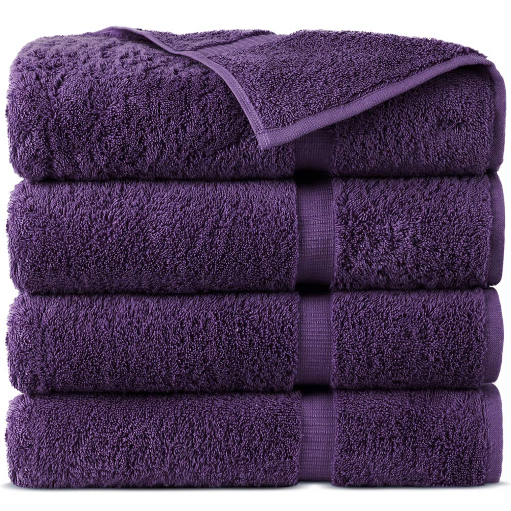 Indulge Linen 100% Turkish Cotton Towel Set (Plum, Bath Towels - Set Of 4)