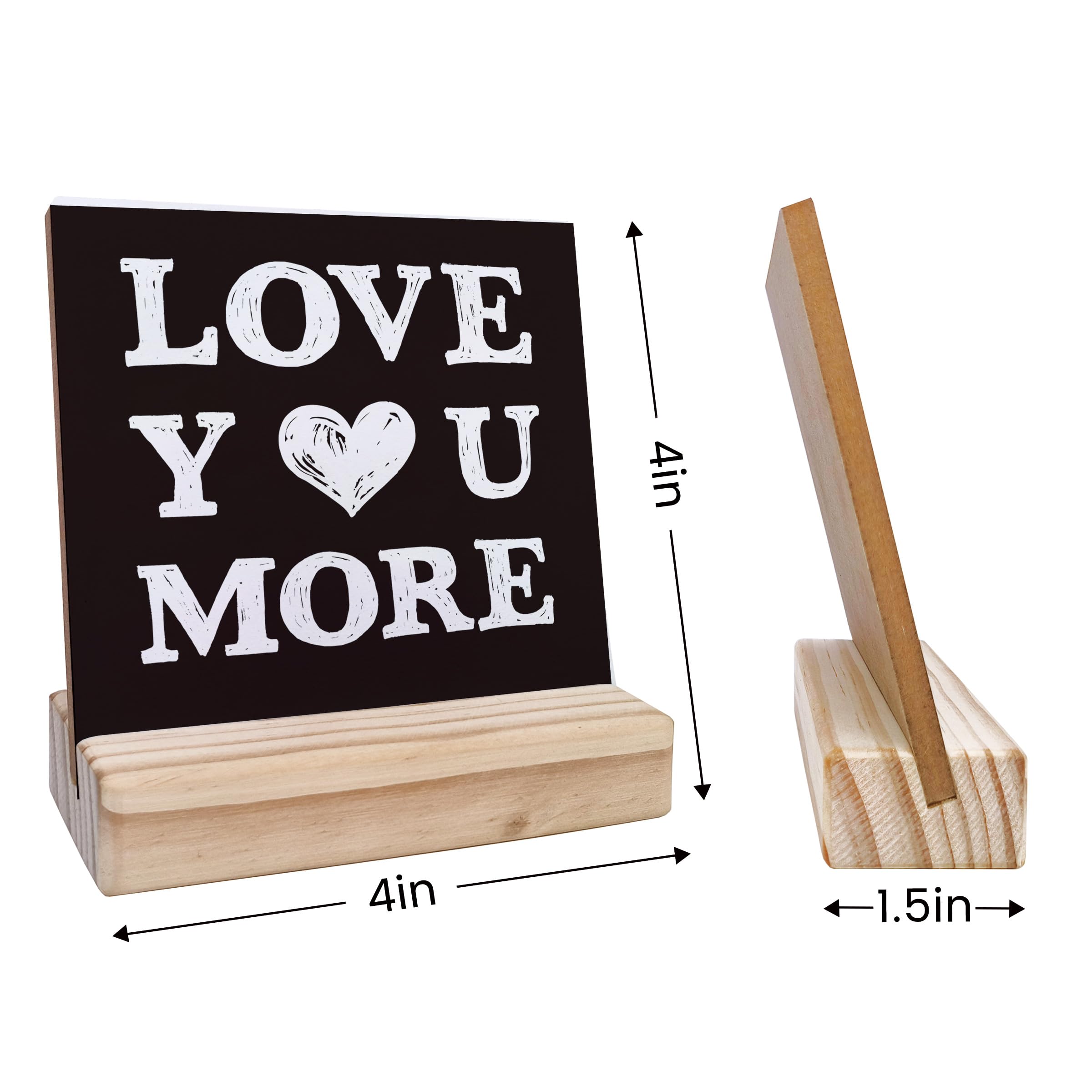 Love You More Desk Wooden Sign, Wedding Anniversary Valentine'S Day Gift, Birthday Gifts for Women Men Girlfriend Boyfriend, Des